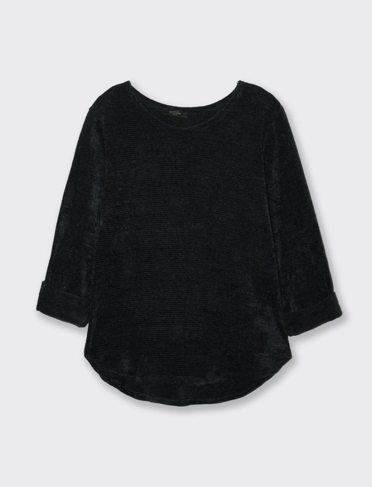 Donna Piazza Italia Maglieria<Maglia in filato effetto peluche tinta unita; scollo a barca; maniche lunghe. - Nero