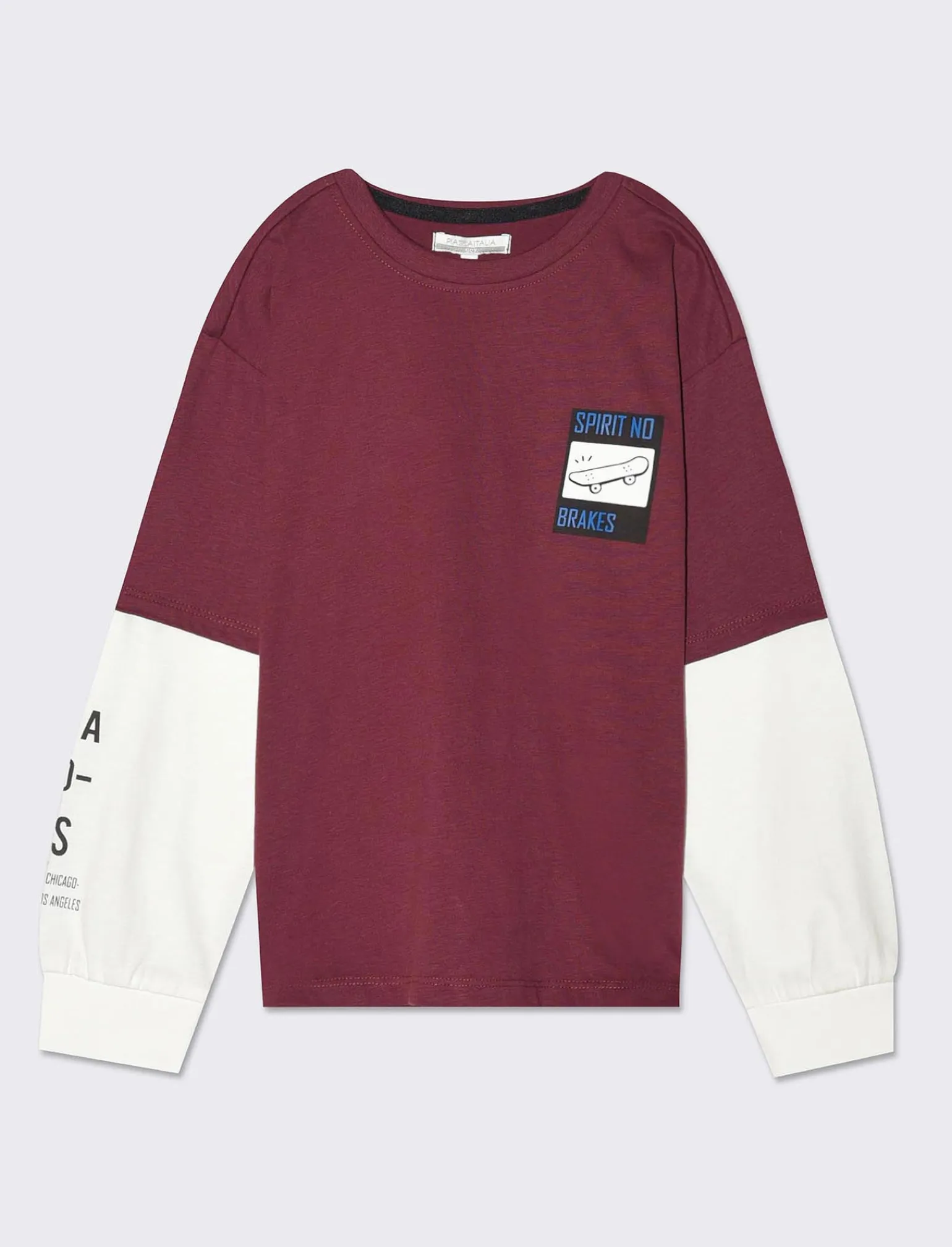Bambino Piazza Italia Bambino | Maglieria<Maglia in jersey mano pesca doppia manica vestibilità over modello stile college - Bordeaux
