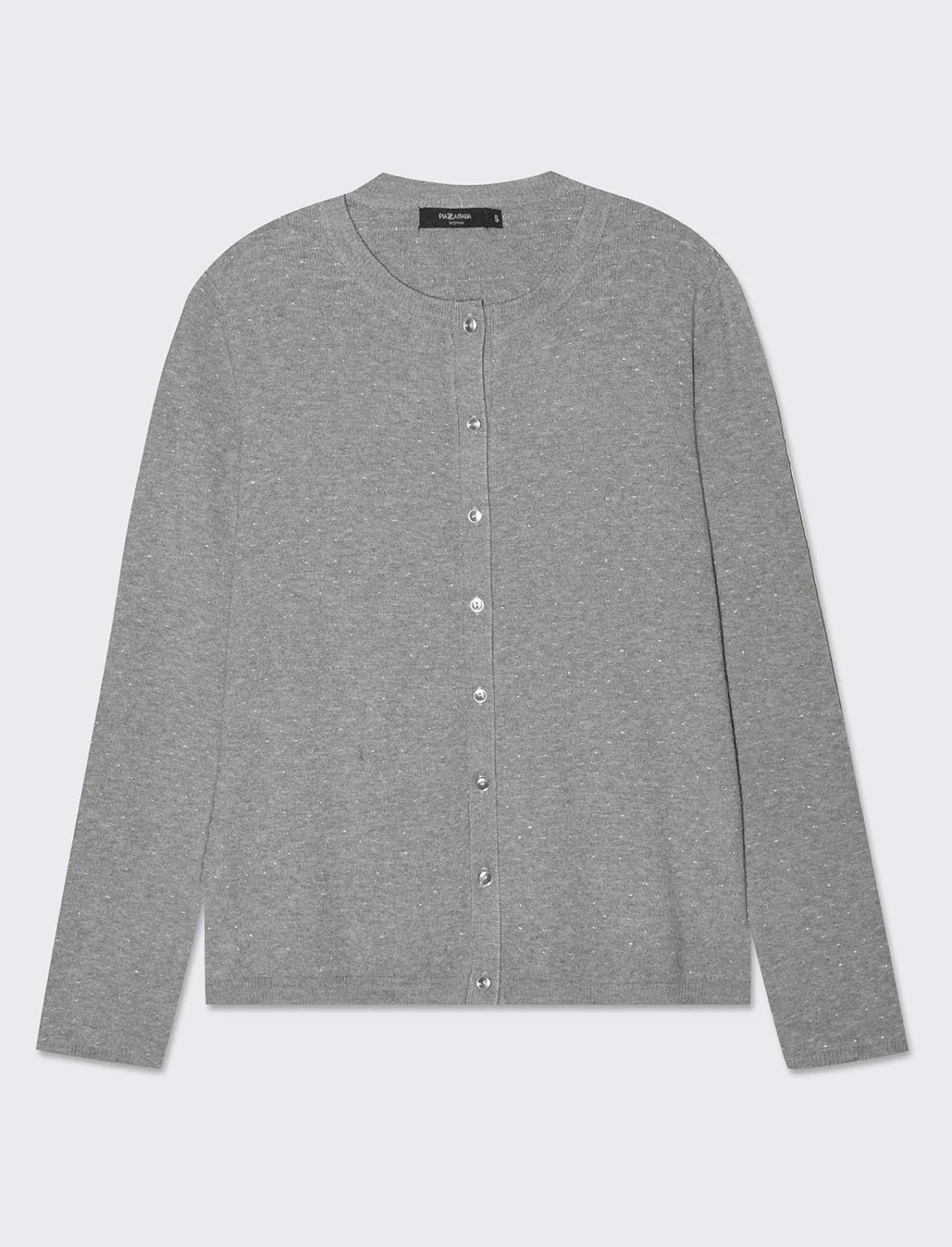 Donna Piazza Italia Donna | Maglieria<Maglia in morbido filato modello cardigan in jaquard effetto metallizzato - chiaro