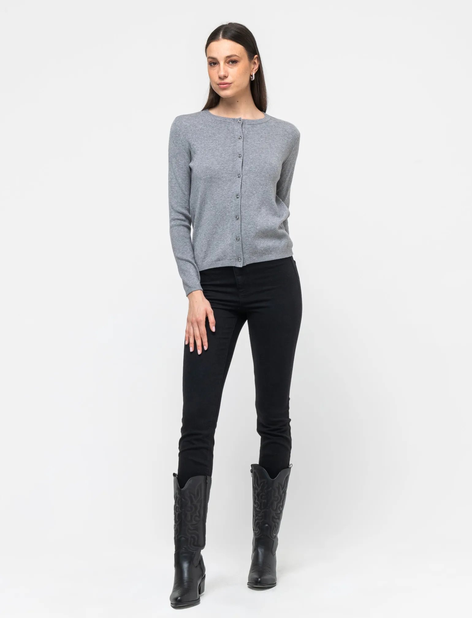 Donna Piazza Italia Donna | Maglieria<Maglia in morbido filato modello cardigan in jaquard effetto metallizzato - chiaro