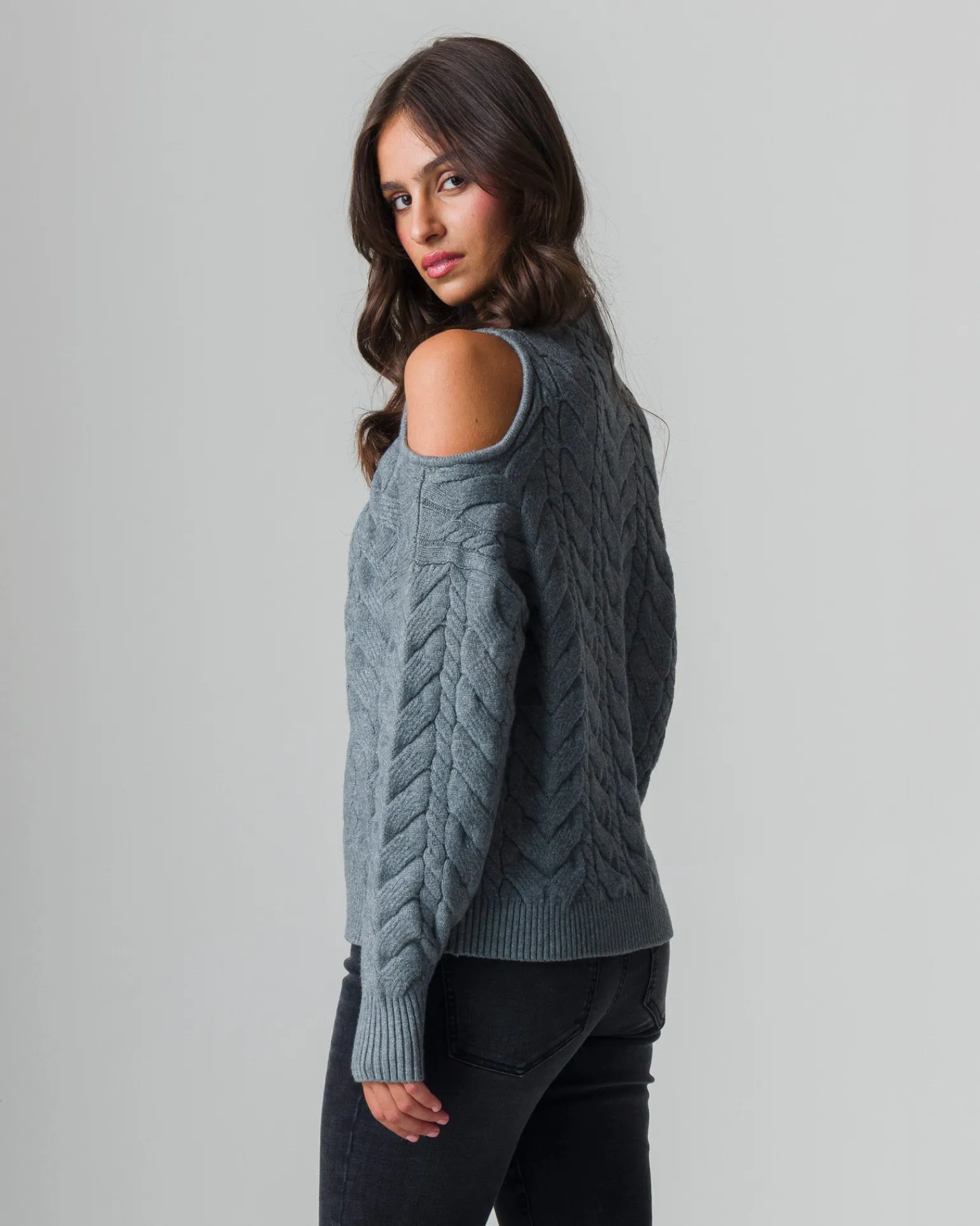 Donna Piazza Italia Donna | Maglieria<Maglia manica lunga con mezzo collo e dettaglio aperto sulle spalle - scuro