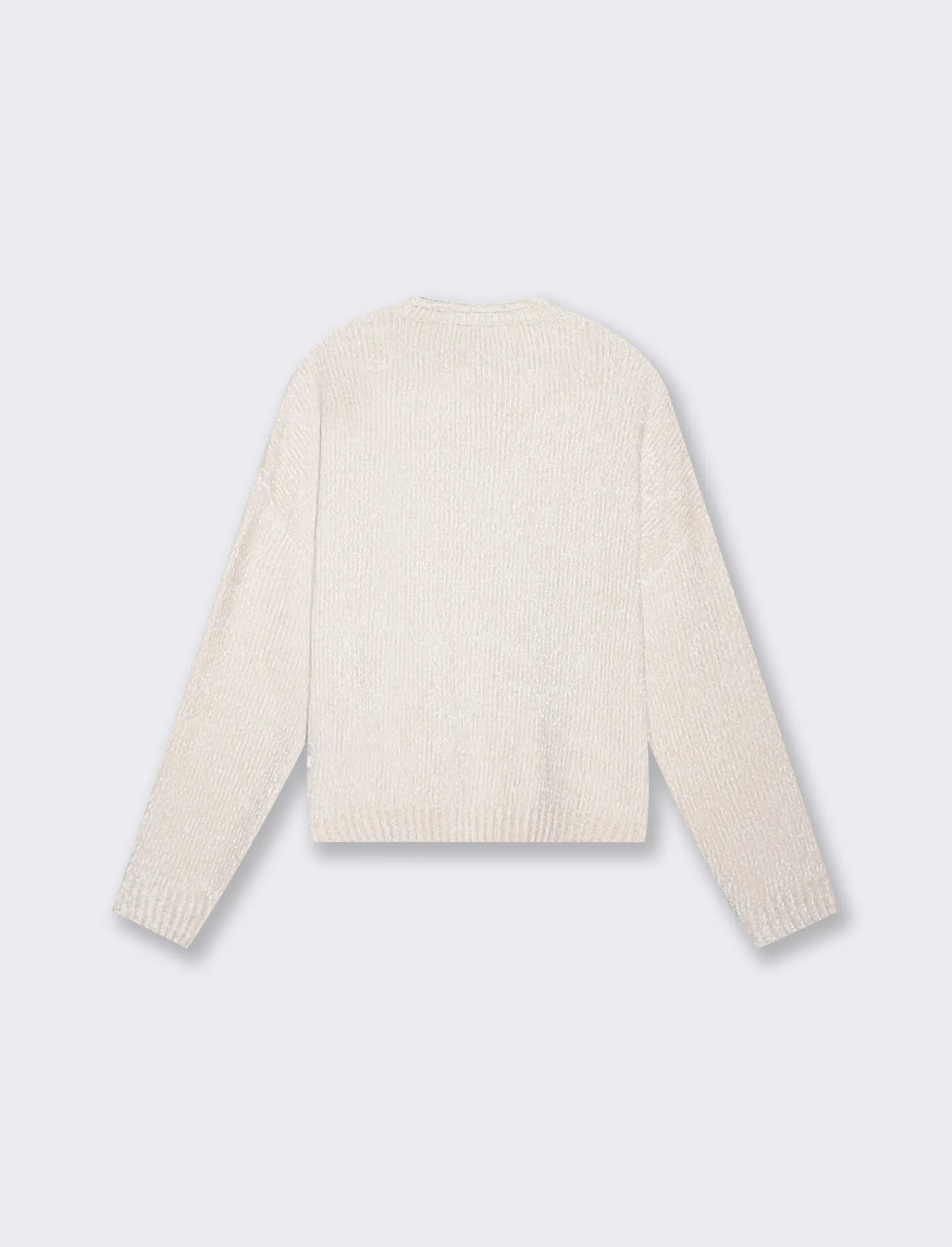 Donna Piazza Italia Maglieria<Maglia manica lunga in ciniglia con giro collo taglio basic - Avorio
