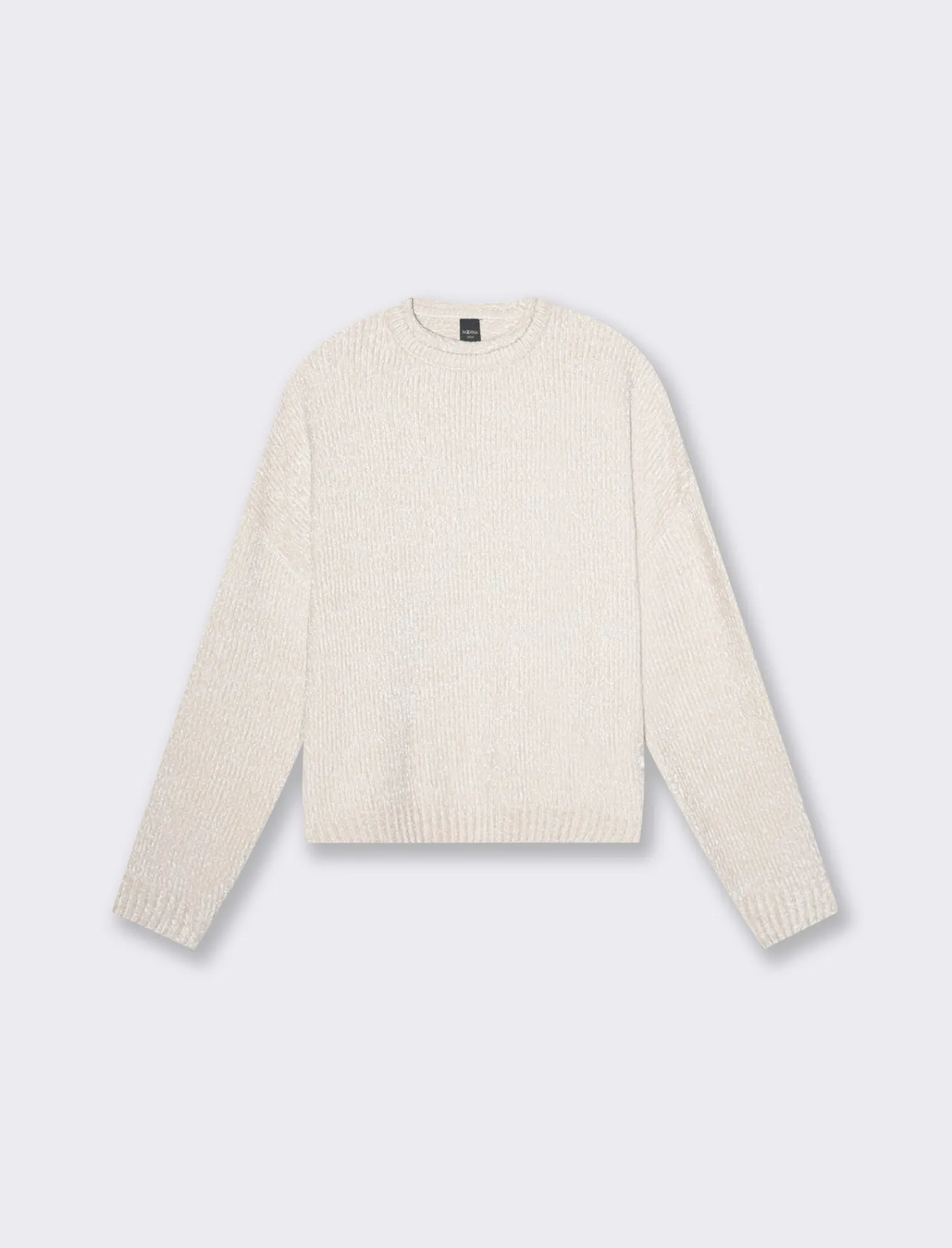 Donna Piazza Italia Maglieria<Maglia manica lunga in ciniglia con giro collo taglio basic - Avorio