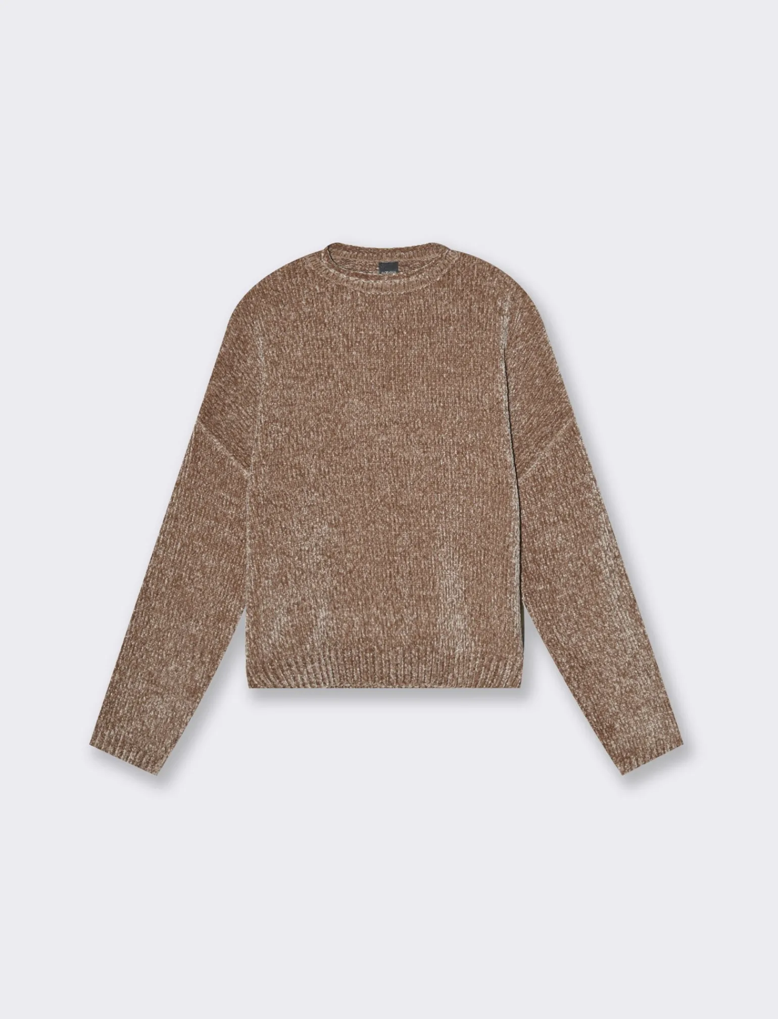 Donna Piazza Italia Maglieria<Maglia manica lunga in ciniglia con giro collo taglio basic - tortora