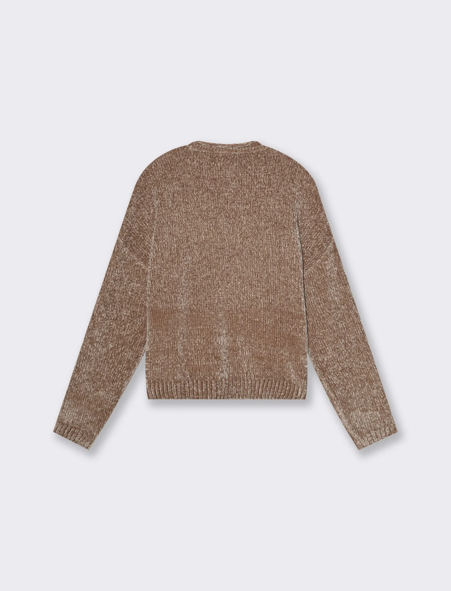 Donna Piazza Italia Maglieria<Maglia manica lunga in ciniglia con giro collo taglio basic - tortora