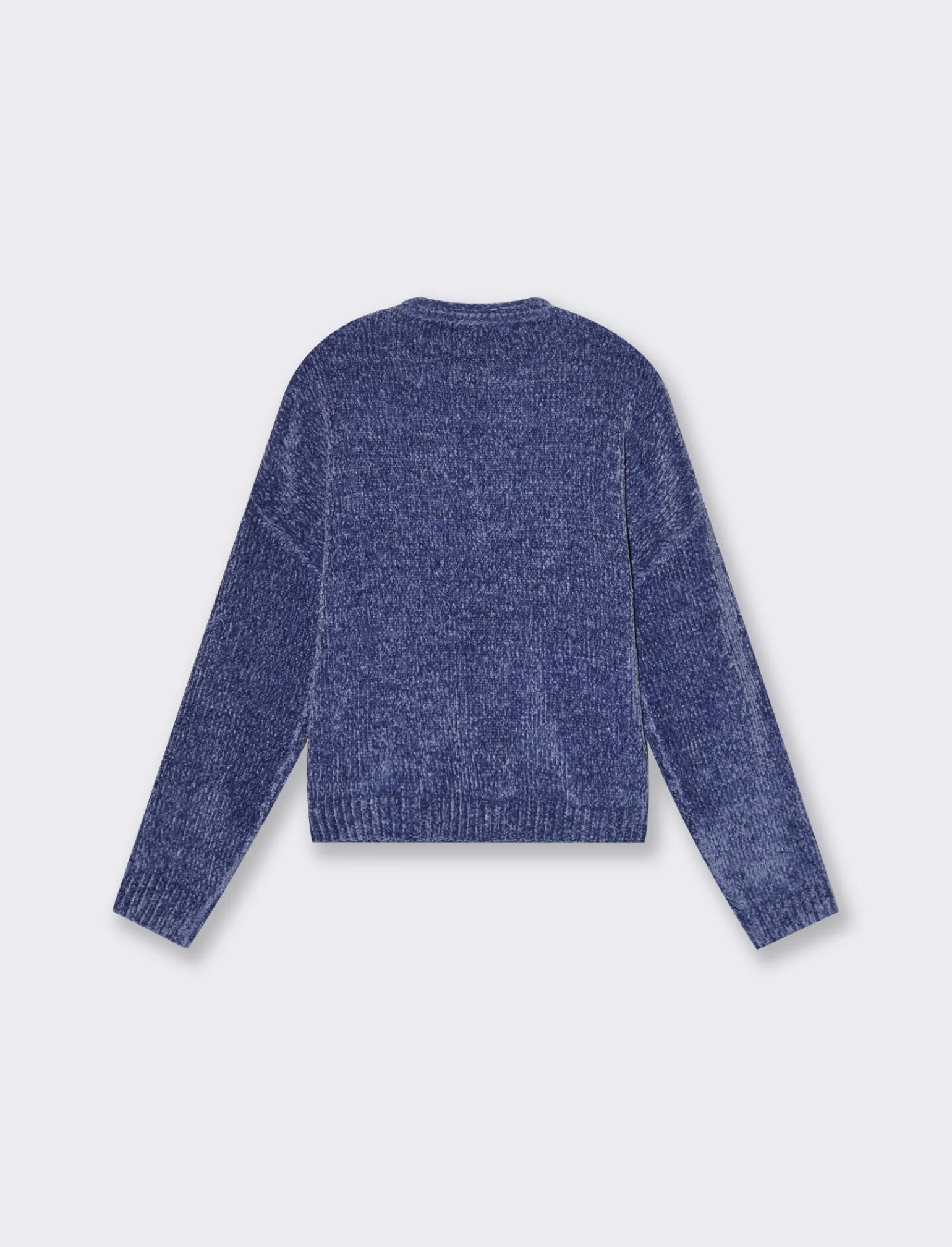 Donna Piazza Italia Maglieria<Maglia manica lunga in ciniglia con giro collo taglio basic - Mirtillo