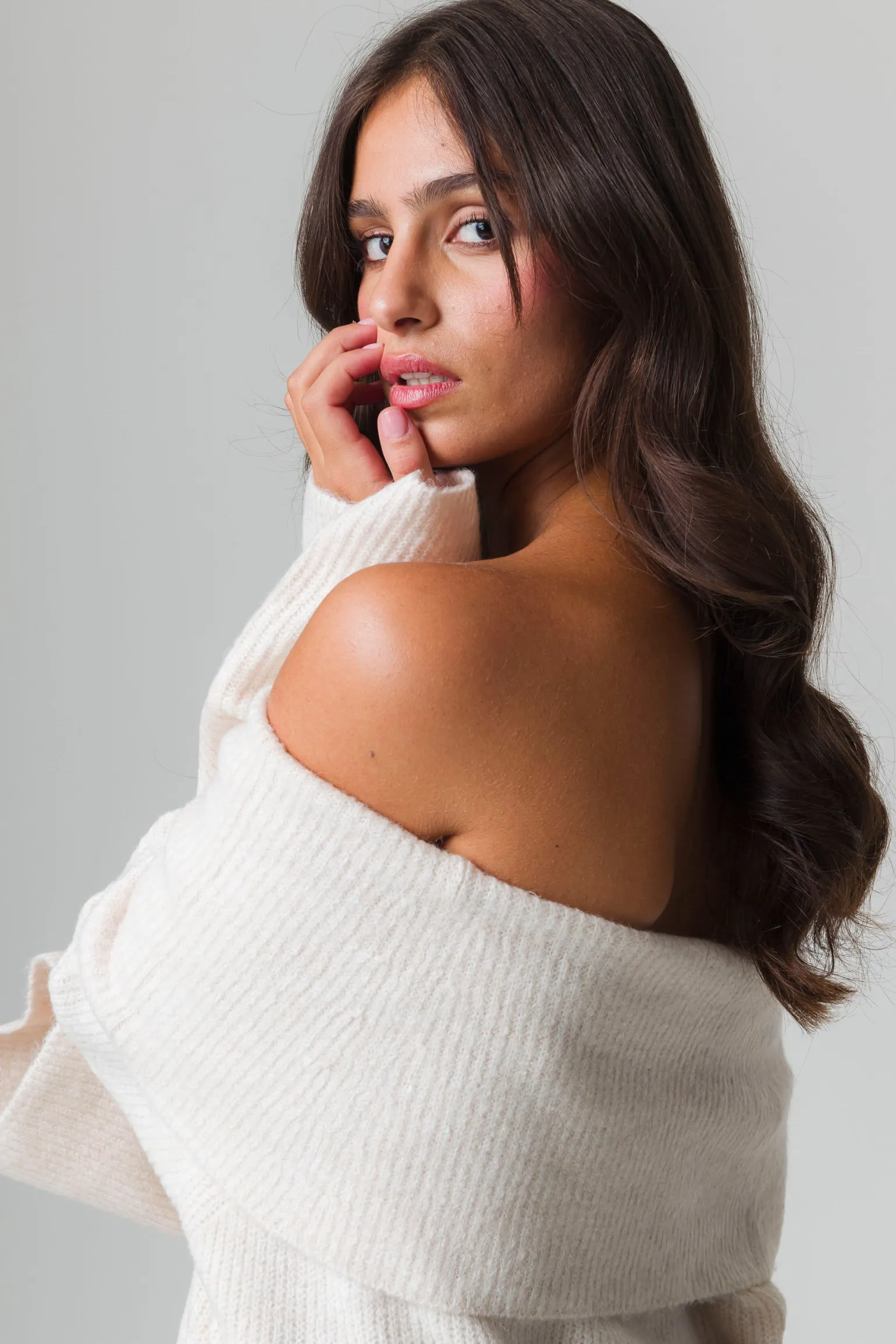 Donna Piazza Italia Donna | Maglieria<Maglia manica lunga scollo risvoltato e spalle scoperte con vestibilità comoda - Beige corda