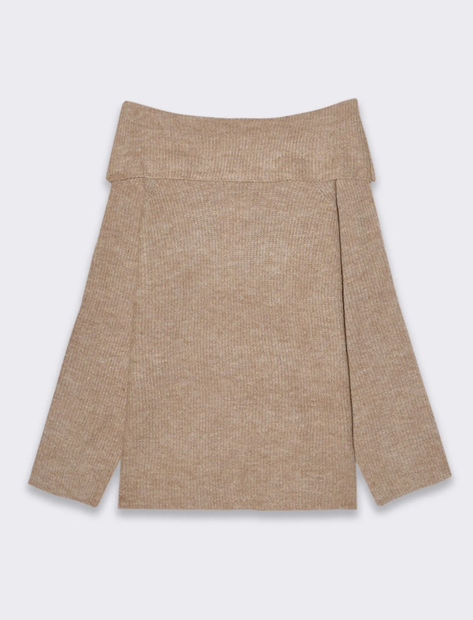 Donna Piazza Italia Donna | Maglieria<Maglia manica lunga scollo risvoltato e spalle scoperte con vestibilità comoda - Cammello
