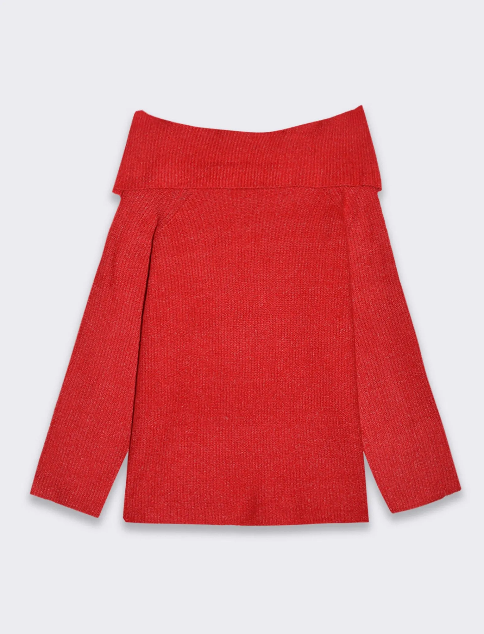 Donna Piazza Italia Donna | Maglieria<Maglia manica lunga scollo risvoltato e spalle scoperte con vestibilità comoda - Rosso