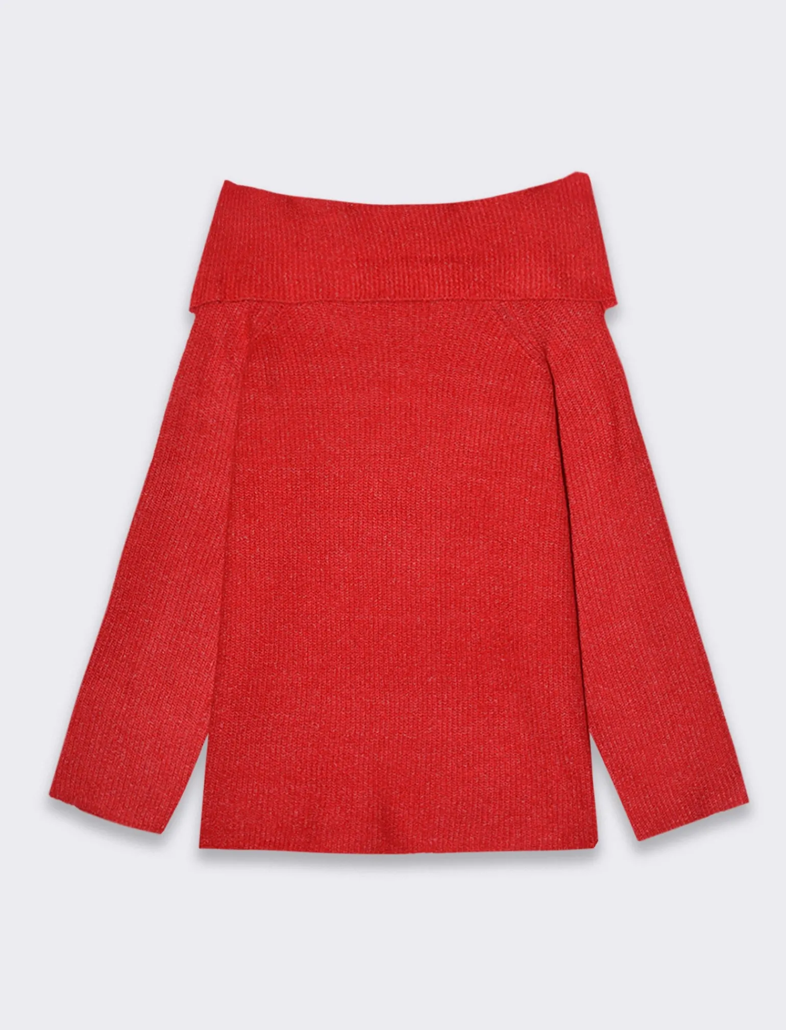 Donna Piazza Italia Donna | Maglieria<Maglia manica lunga scollo risvoltato e spalle scoperte con vestibilità comoda - Rosso