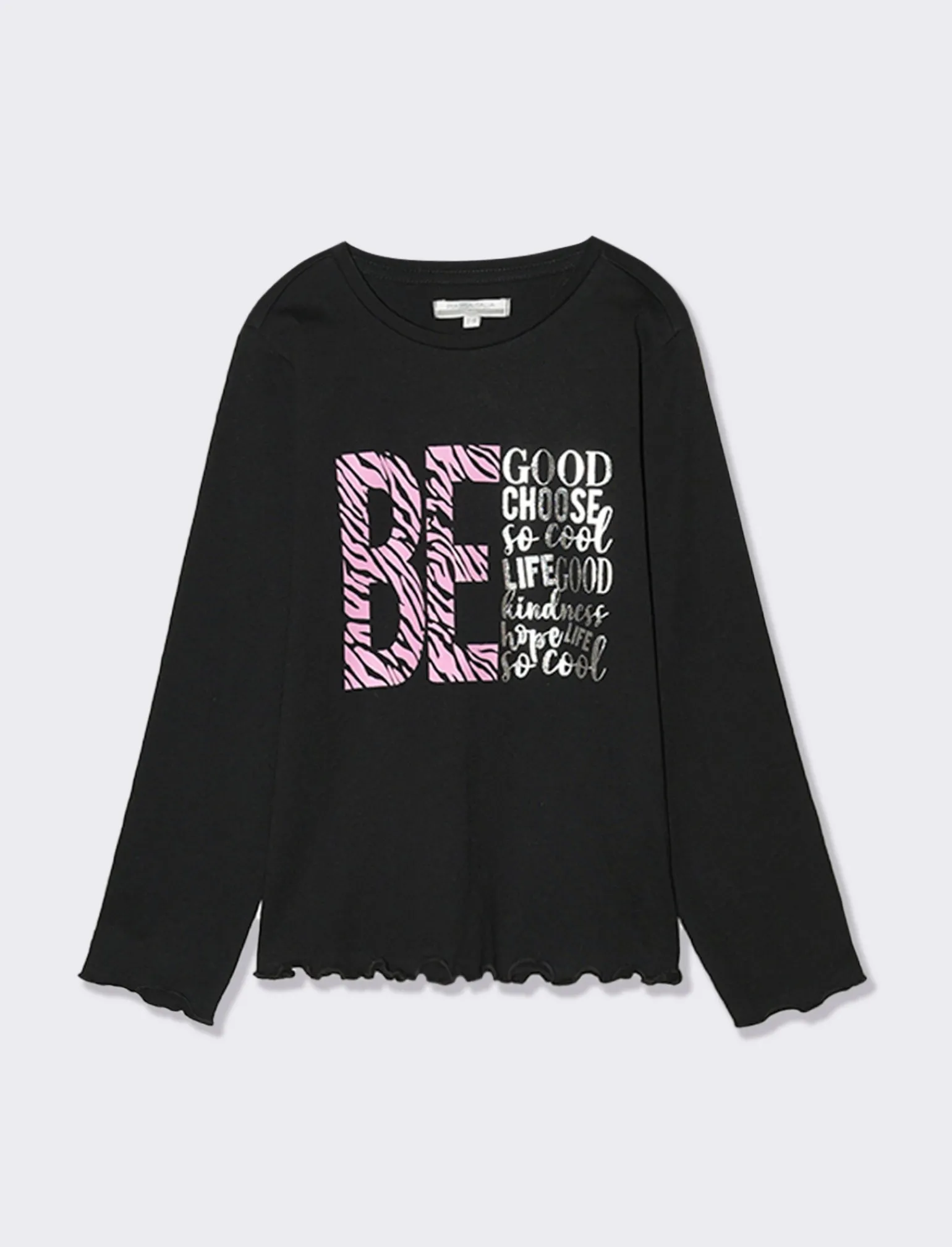 Piazza Italia Bambina | T-Shirt E Top<Maglia maniche lunghe con orlo ondulato e stampa frontale effetto lucido -