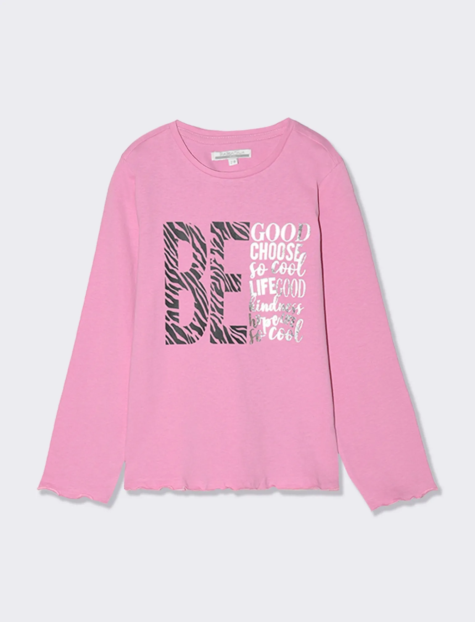 Piazza Italia Bambina | T-Shirt E Top<Maglia maniche lunghe con orlo ondulato e stampa frontale effetto lucido -