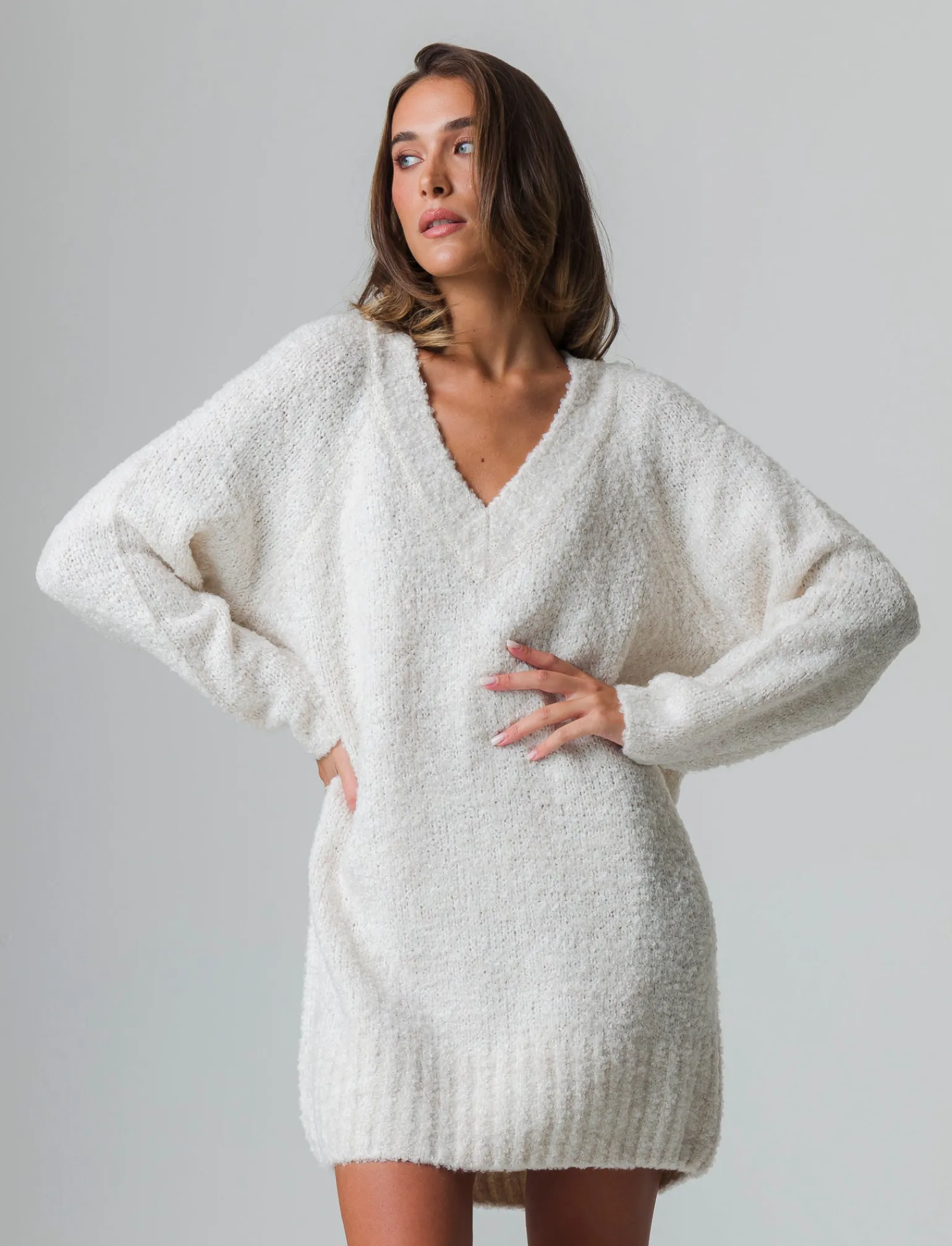 Donna Piazza Italia Donna | Maglieria<Maglia maxipullover con scollo a v profondo. polsi e fondo a costa elastica - Avorio
