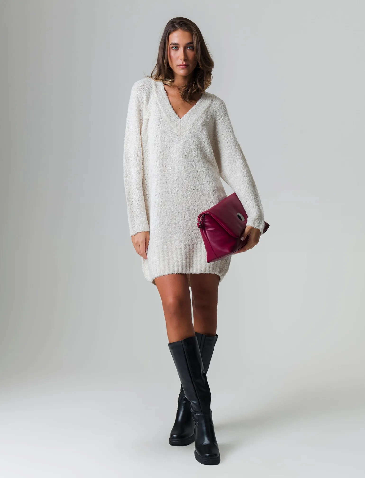 Donna Piazza Italia Donna | Maglieria<Maglia maxipullover con scollo a v profondo. polsi e fondo a costa elastica - Avorio