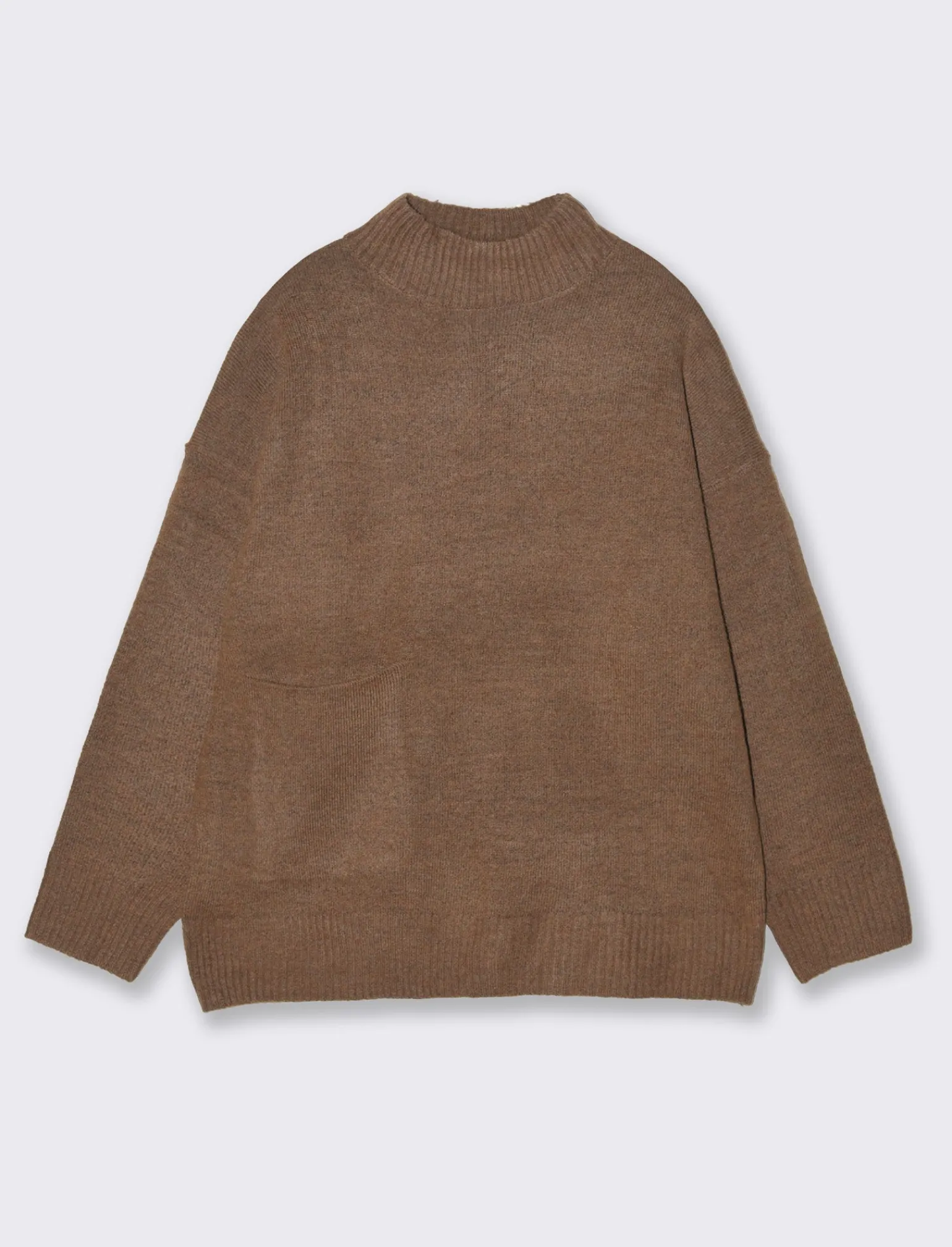 Donna Piazza Italia Donna | Maglieria<Maglia mezzo collo e manica lunga con tasca applicata - Grigio castoro