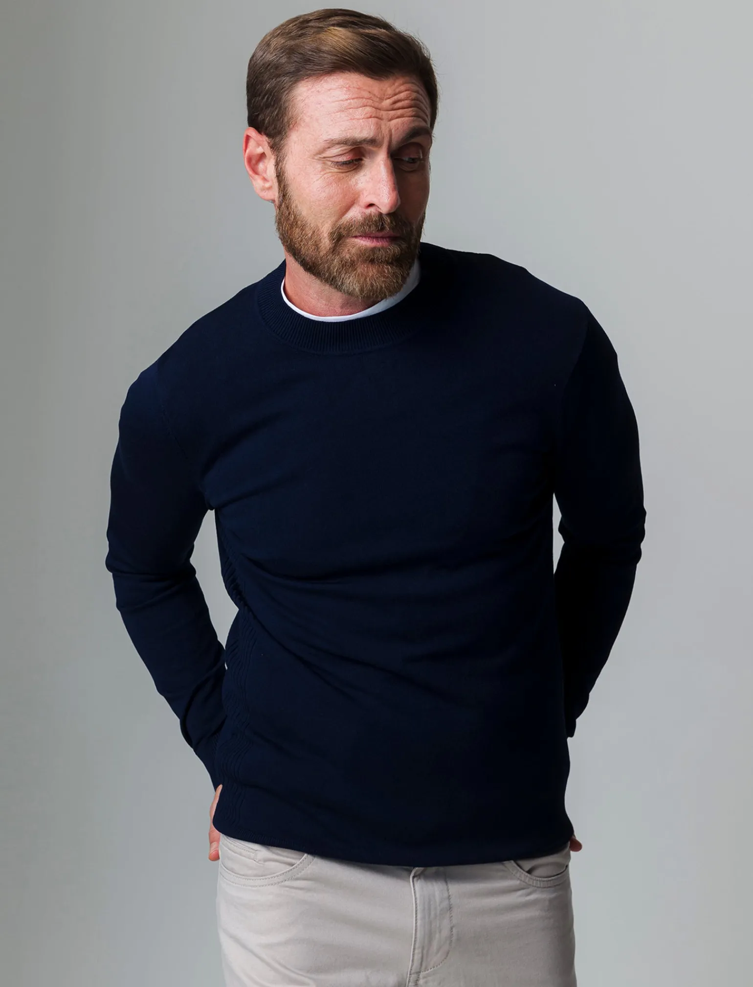 Uomo Piazza Italia Maglieria<Maglia mezzo collo lavorazione a coste sui fianchi slim fit. -