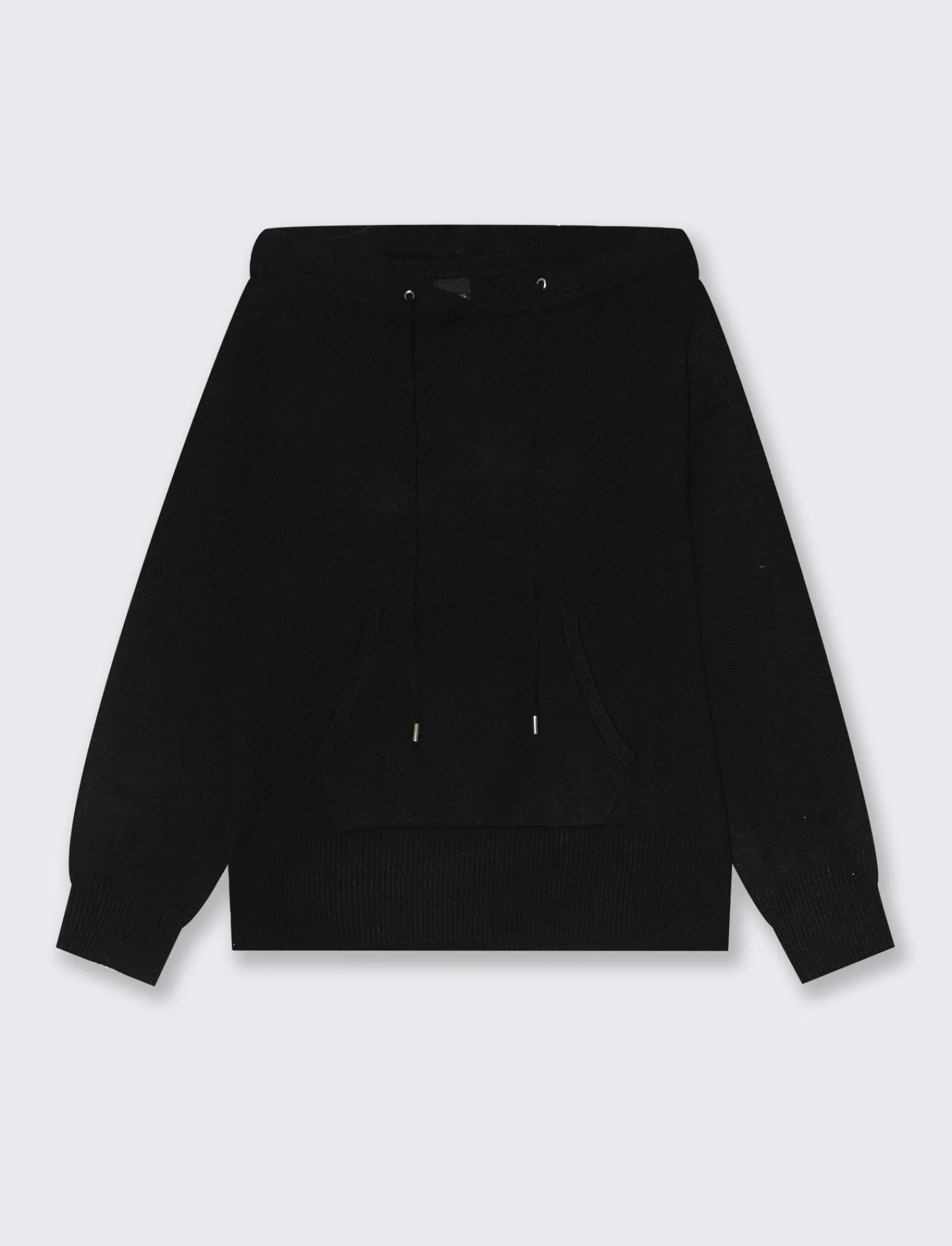 Donna Piazza Italia Donna | Maglieria<Maglia modello felpa con cappuccio e culisse e tasche a marsupio - Nero