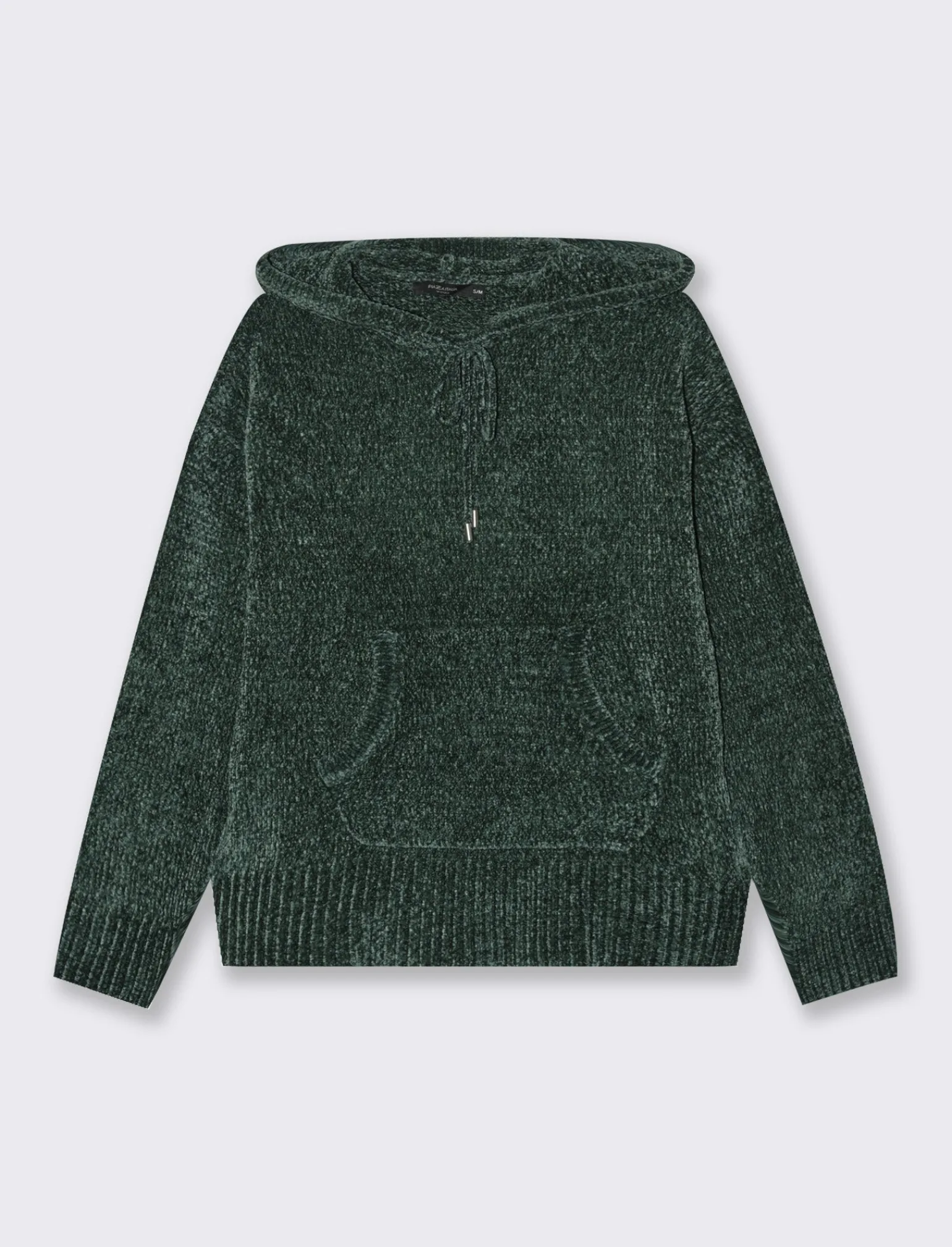 Donna Piazza Italia Donna | Maglieria<Maglia modello felpa in ciniglia con cappuccio e tasche a marsupio - scuro