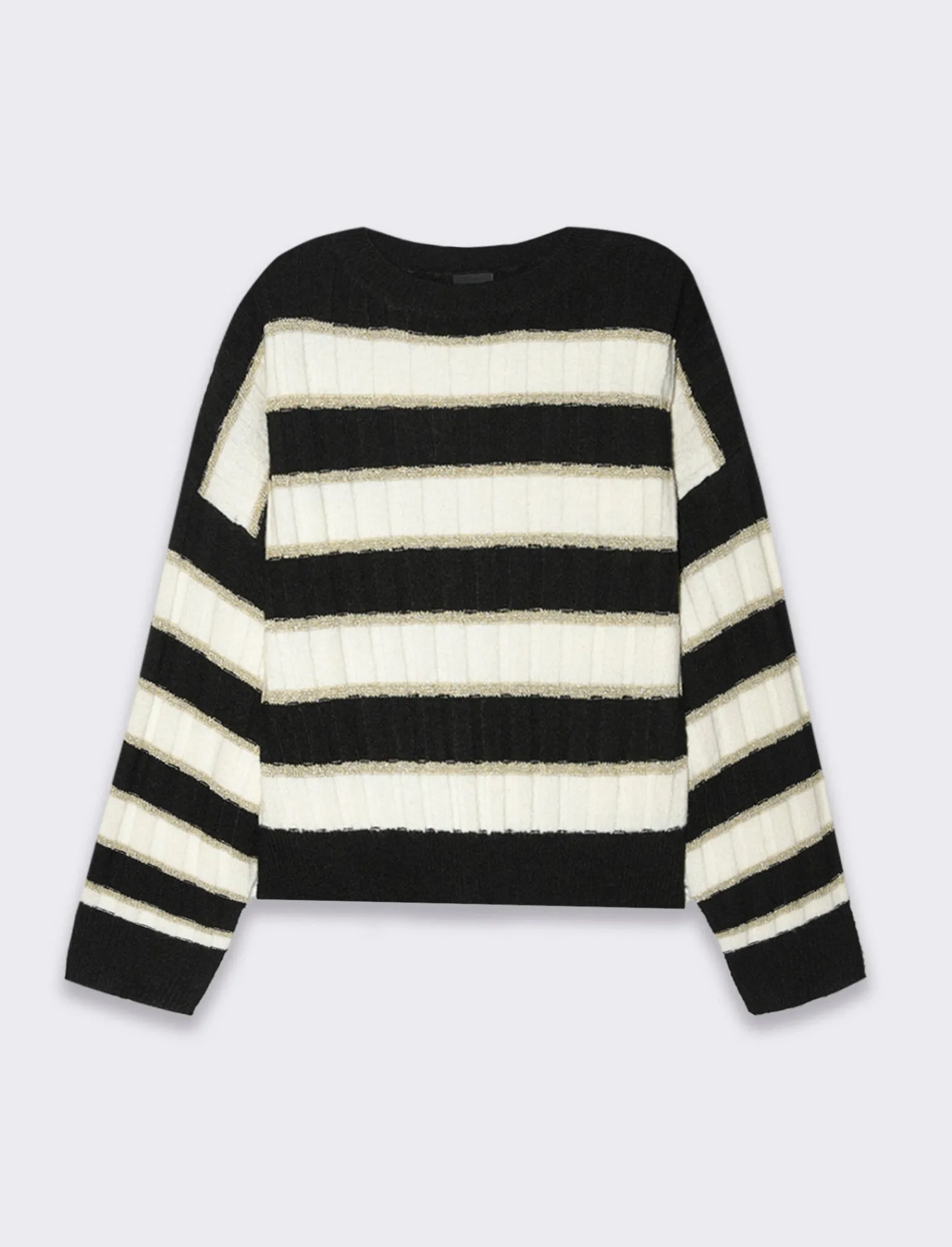 Donna Piazza Italia Donna | Maglieria<Maglia pullover manica lunga, a strische con spalle cadenti vestibilità comoda - var 1