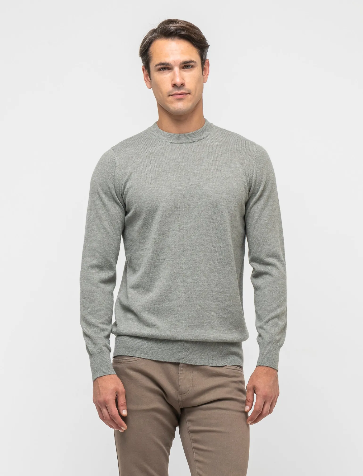 Uomo Piazza Italia Maglieria<Maglia regular fit girocollo in filato premium effetto lana - salvia