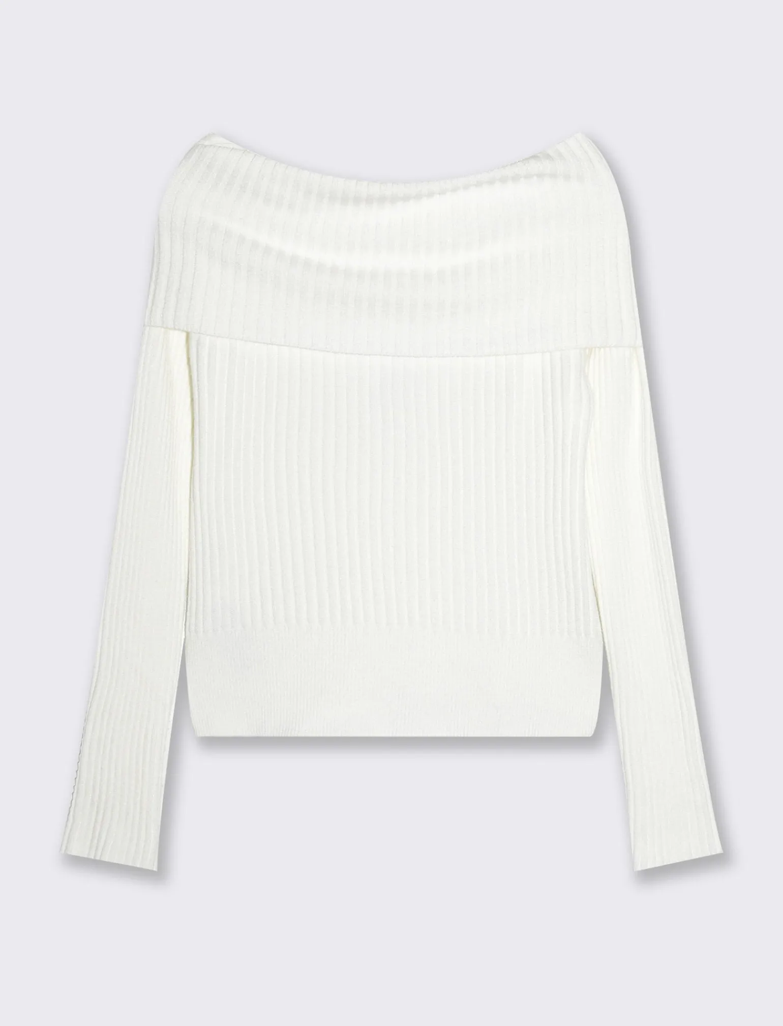 Donna Piazza Italia Maglieria<Maglia scollo a barca in costina - latte