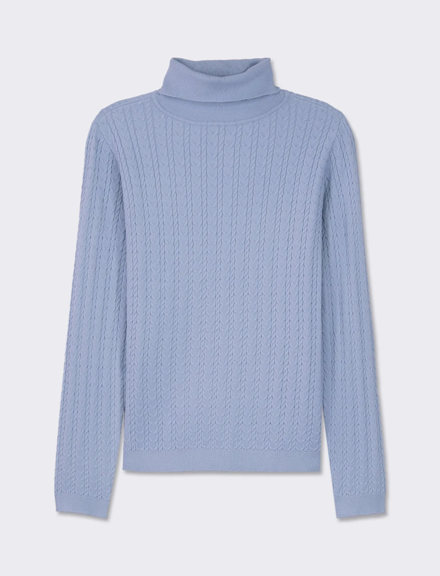 Donna Piazza Italia Donna | Maglieria<Maglia slim in morbido filato collo lato e lavorazione trecce - Celeste