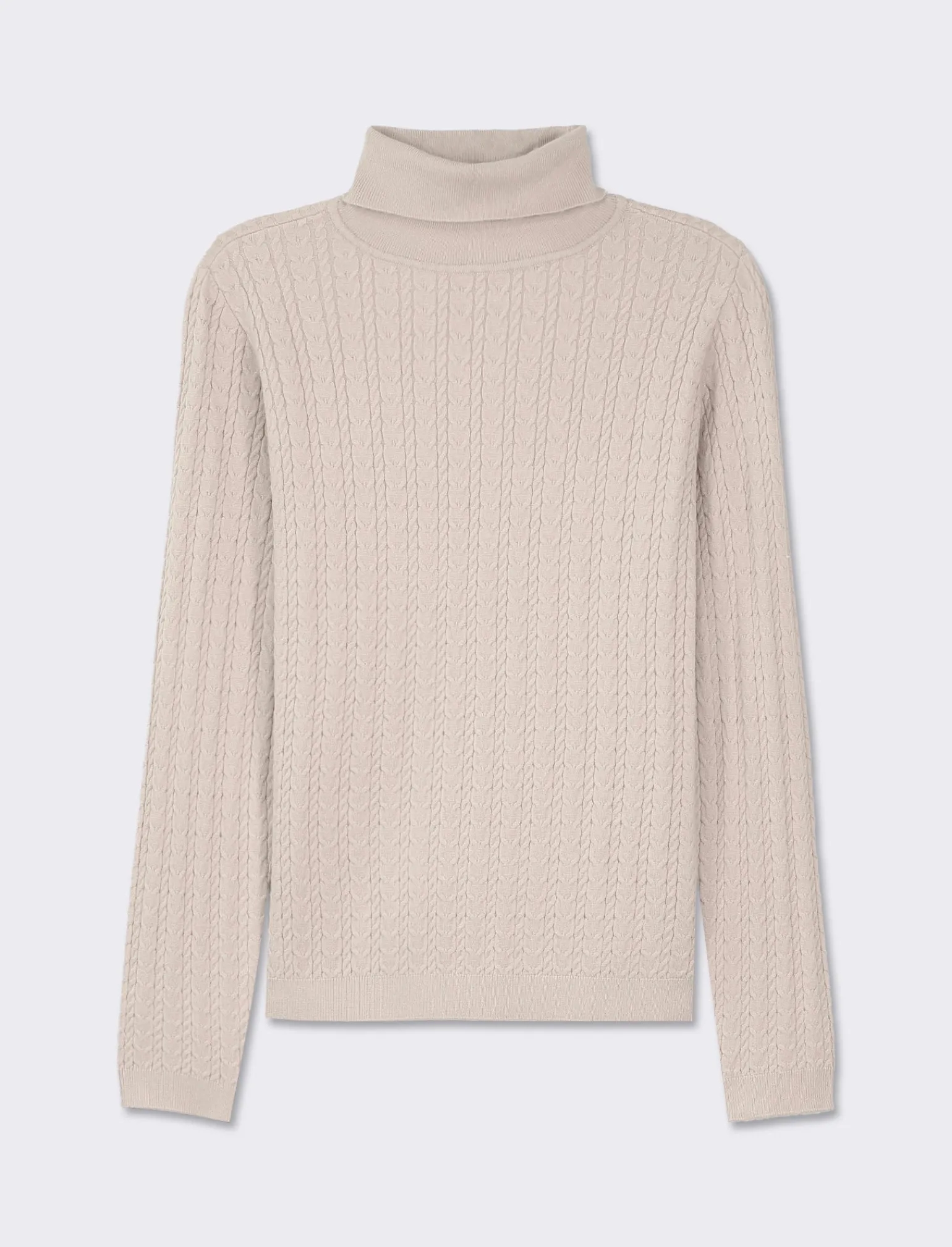 Donna Piazza Italia Donna | Maglieria<Maglia slim in morbido filato collo lato e lavorazione trecce - Sabbia