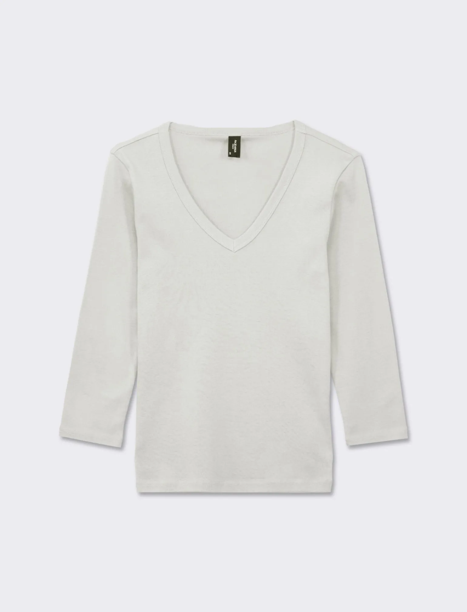 Donna Piazza Italia Donna | Maglieria<Maglietta basic scollo a V manica lunga in cotone a costina - latte