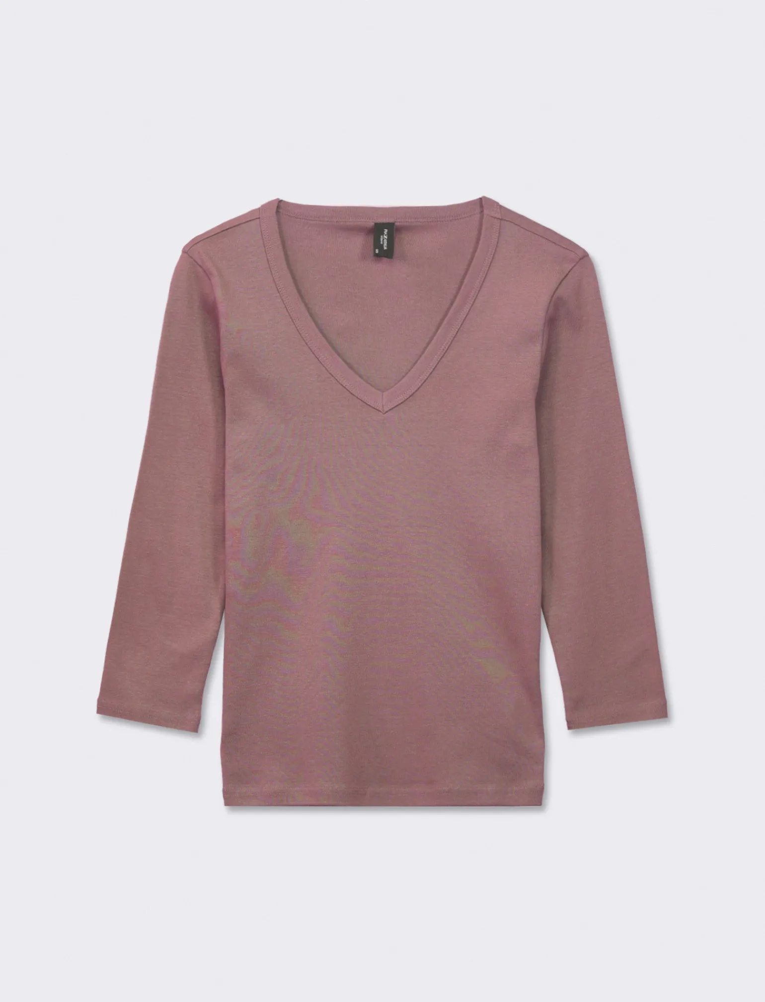 Donna Piazza Italia Donna | Maglieria<Maglietta basic scollo a V manica lunga in cotone a costina - malva