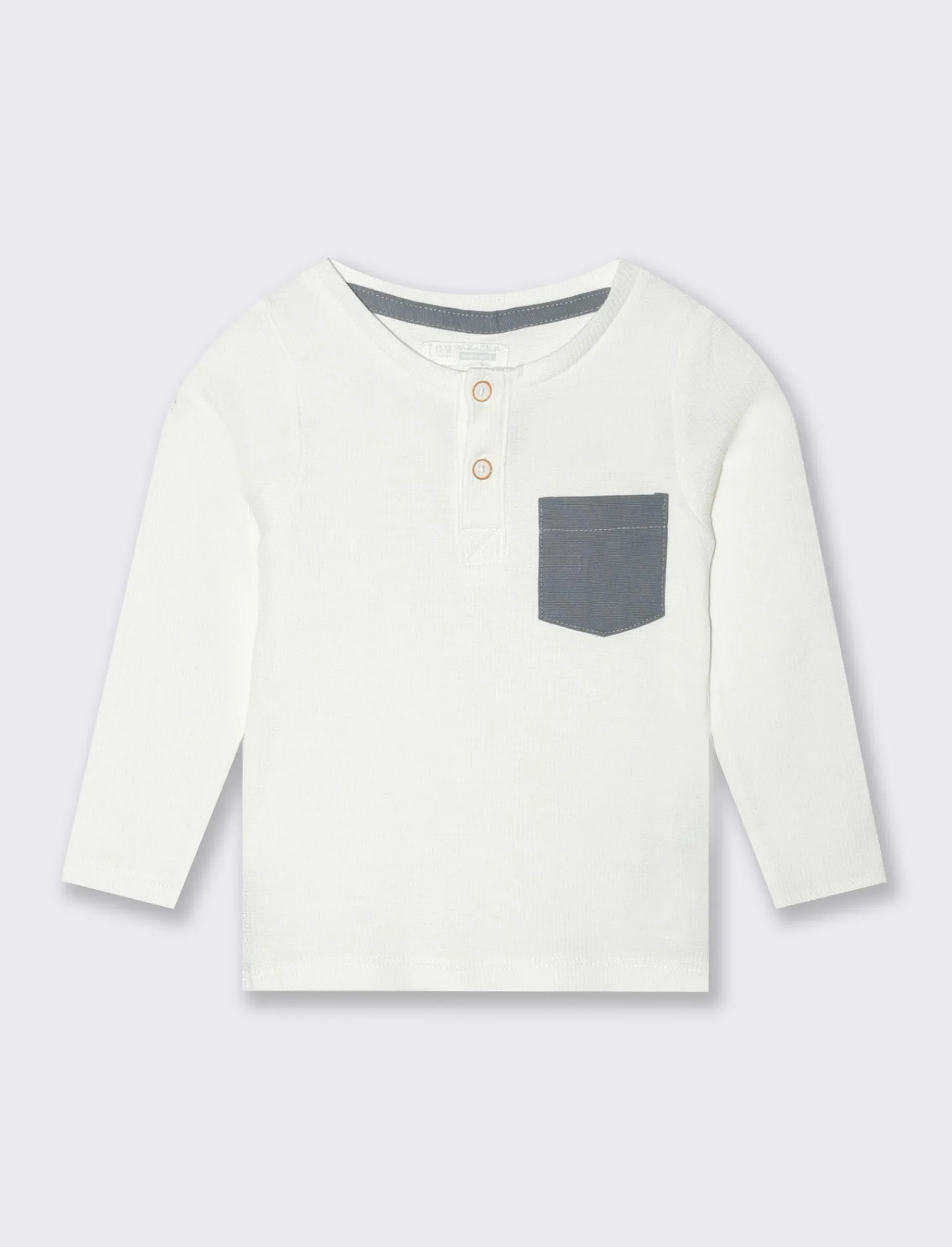 Piazza Italia Neonato | T-Shirt E Top<Maglietta collo serafino con tasca a contrasto - Bianco sporco