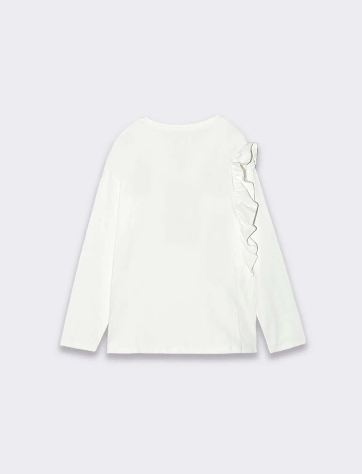 Piazza Italia Bambina | T-Shirt E Top<Maglietta da bambina in cotone elasticizzato con rouches laterale - Bianco sporco