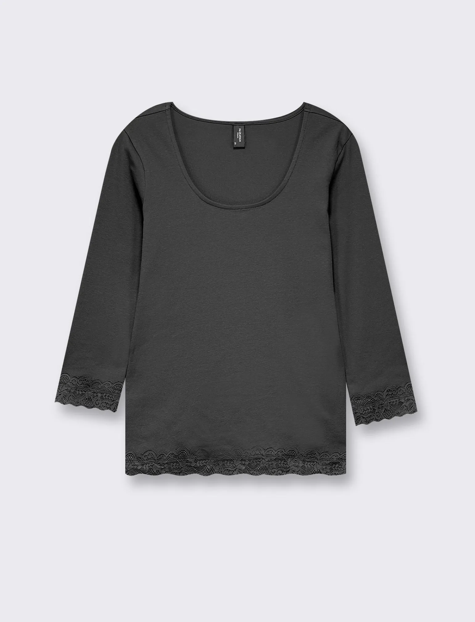 Donna Piazza Italia Donna | Maglieria<Maglietta manica lunga a costina con pizzo e motivo floreale -