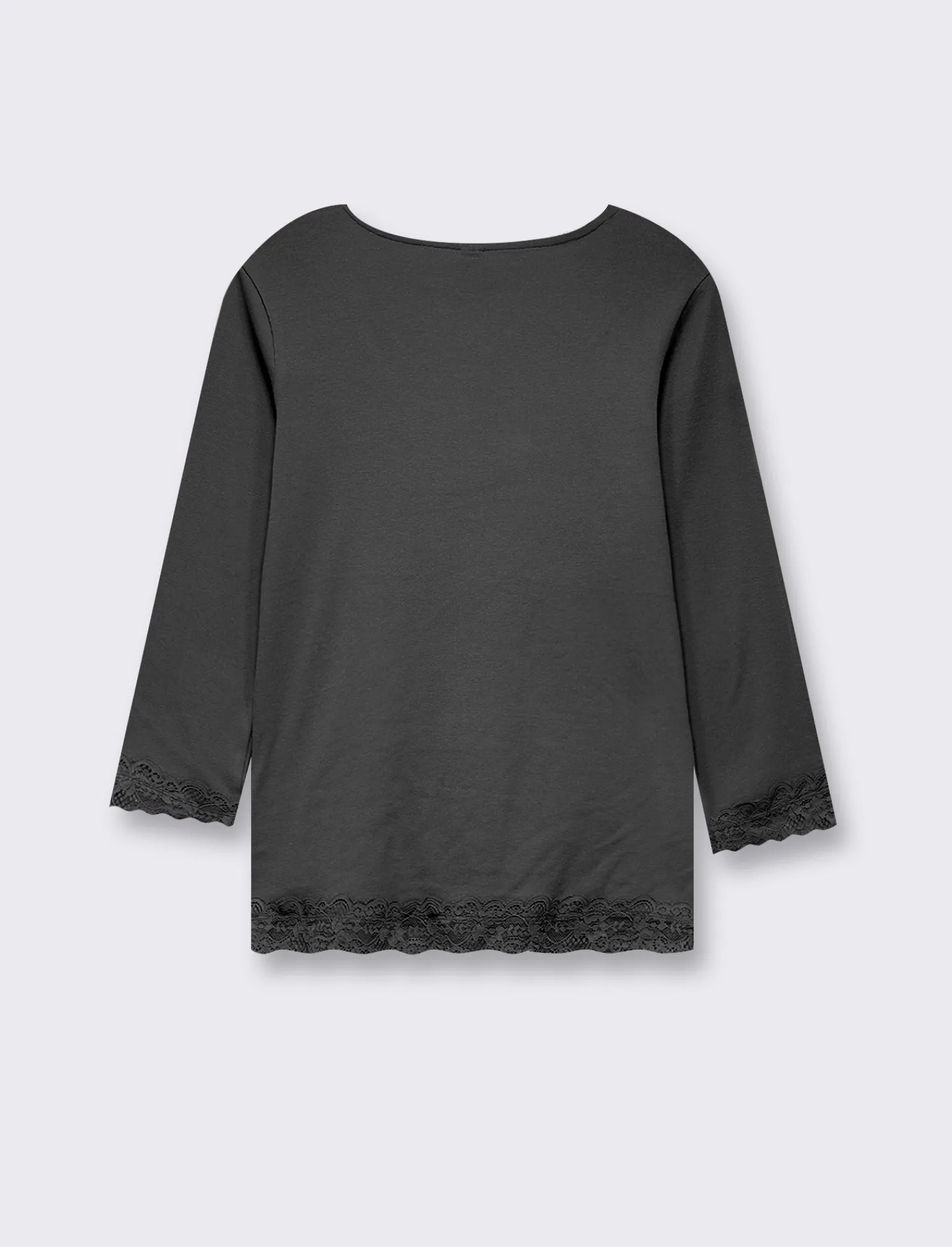 Donna Piazza Italia Donna | Maglieria<Maglietta manica lunga a costina con pizzo e motivo floreale -