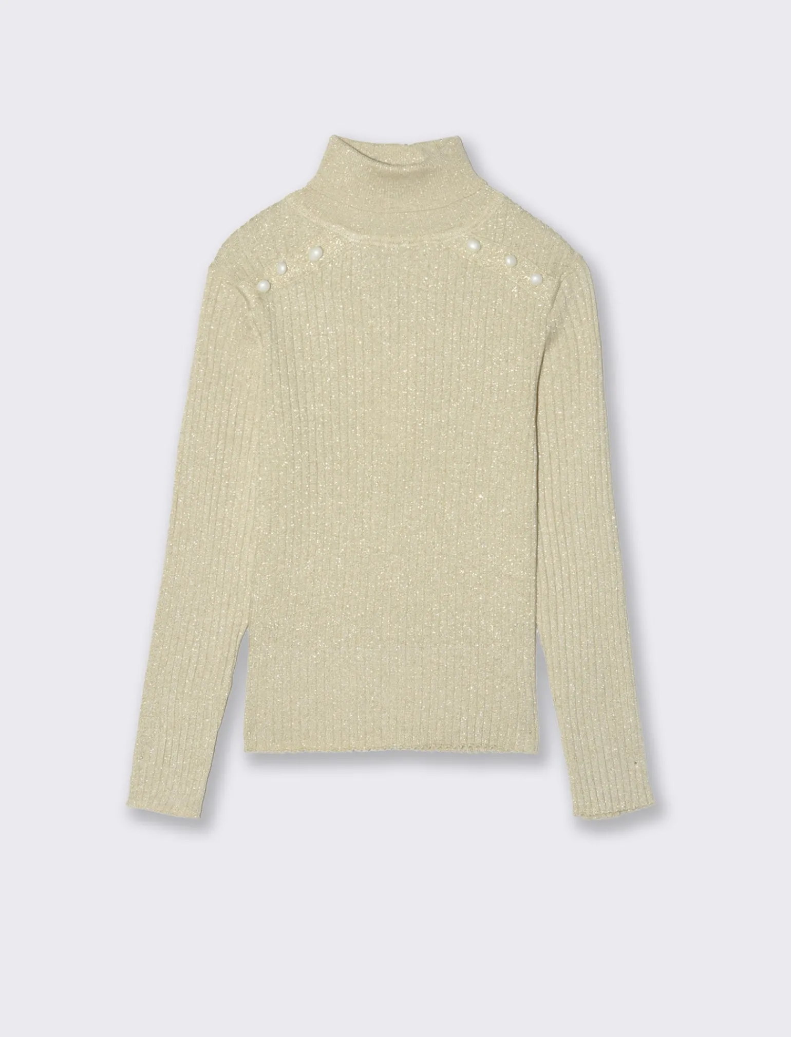 Piazza Italia Bambina | Maglieria<Maglioncino da bambina con filo metallizzato e bottoni mezza perla - Beige