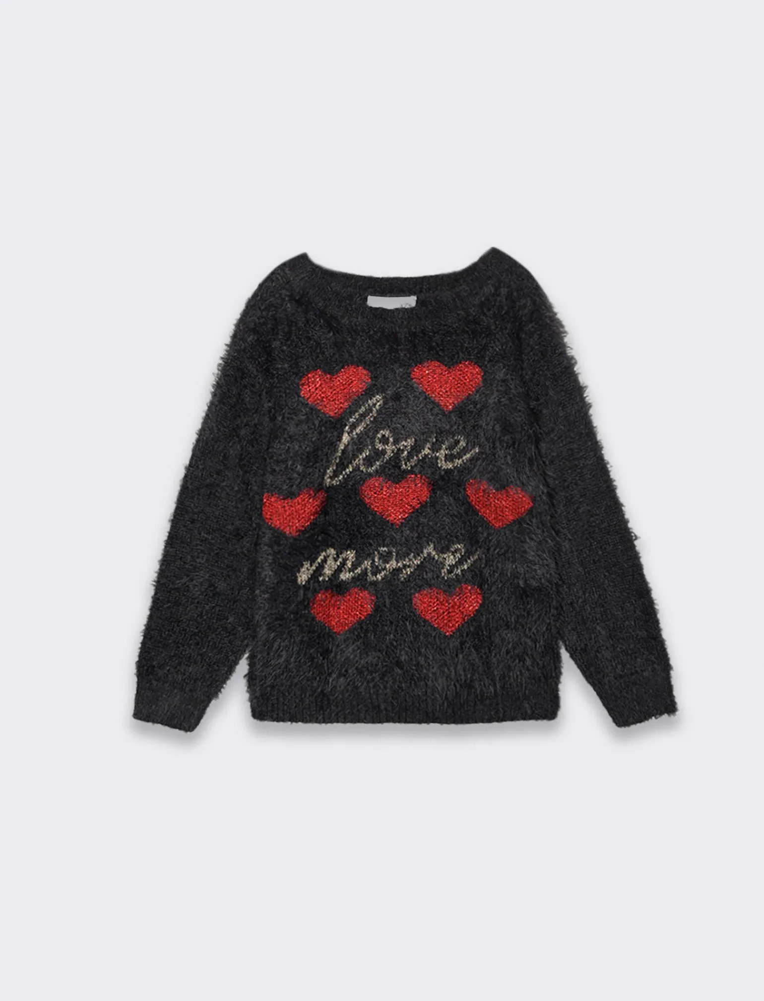 Piazza Italia Bambina | Maglieria<Maglioncino girocollo da bambina con ricamo in filo metallizzato e decorazione jacquard a cuori -