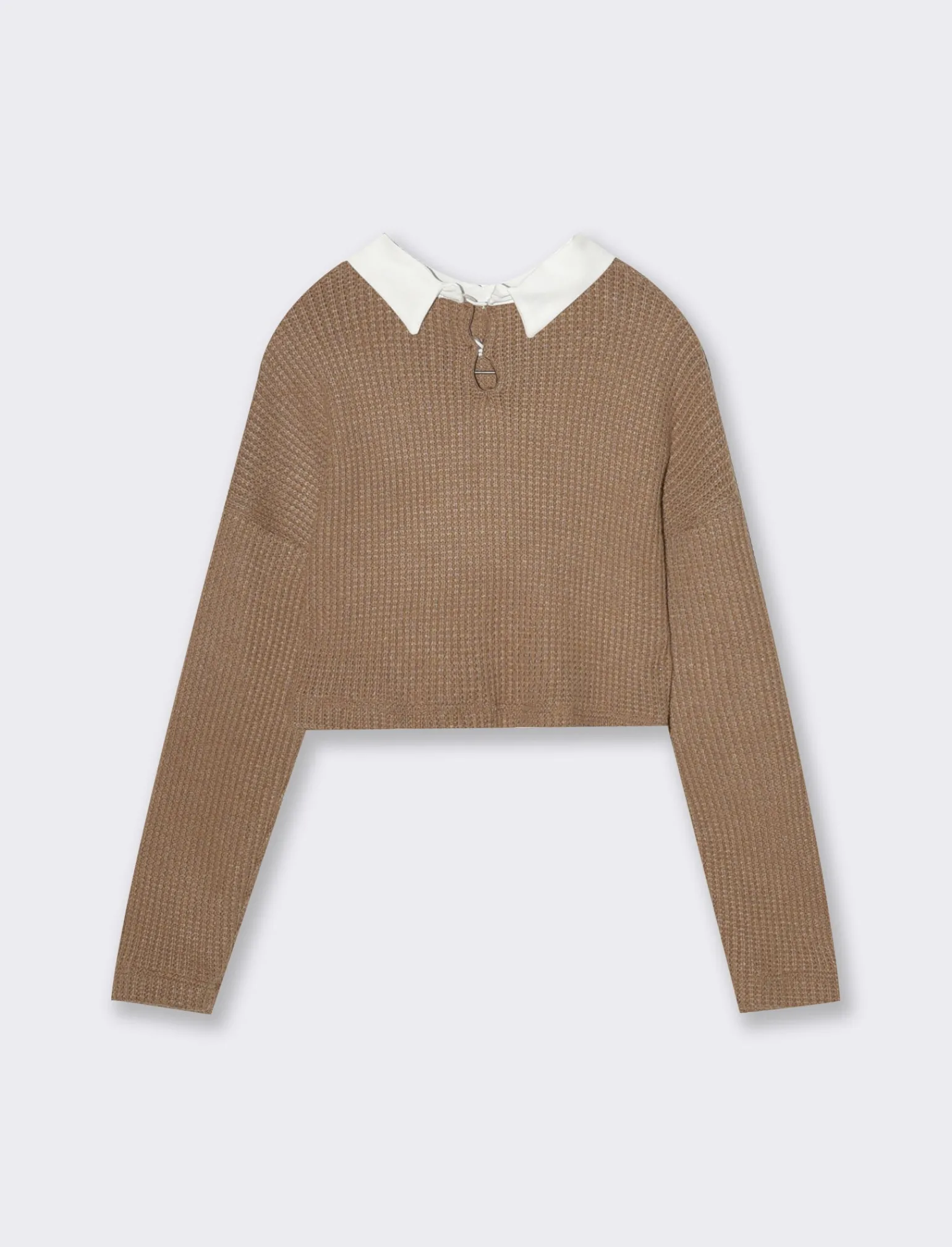 Piazza Italia Bambina | Maglieria<Maglione a manica lunga da bambina con applicazione collo finta camicia - Cammello
