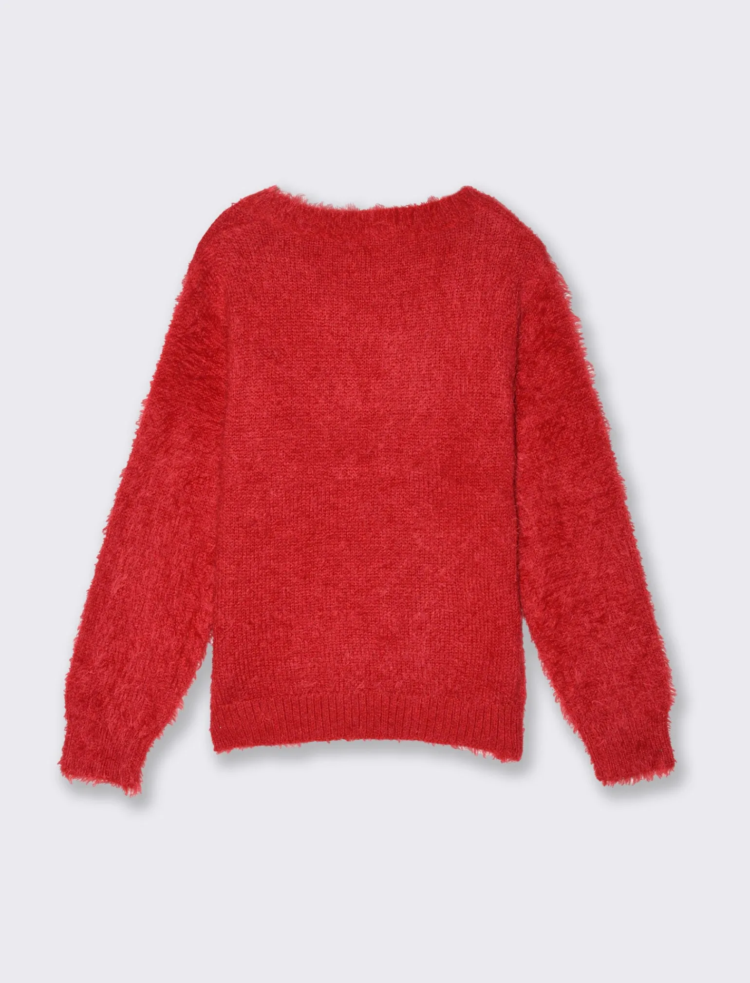 Piazza Italia Bambina | Maglieria<Maglione girocollo morbido effetto peloso da bambina con ricami patch e pon pon - Rosso