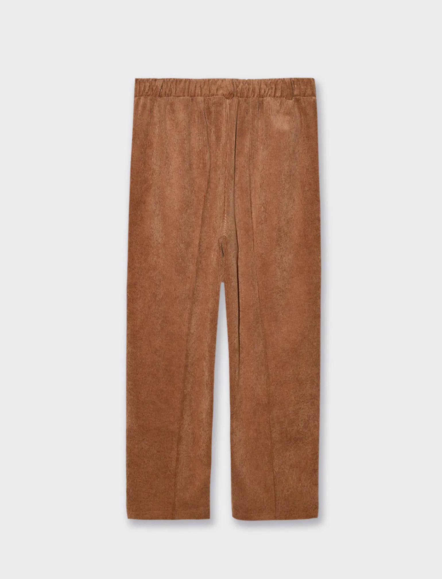 Donna Piazza Italia Pantaloni<Pantalone a coste con elastico in vita e tasche amerciane - tabacco