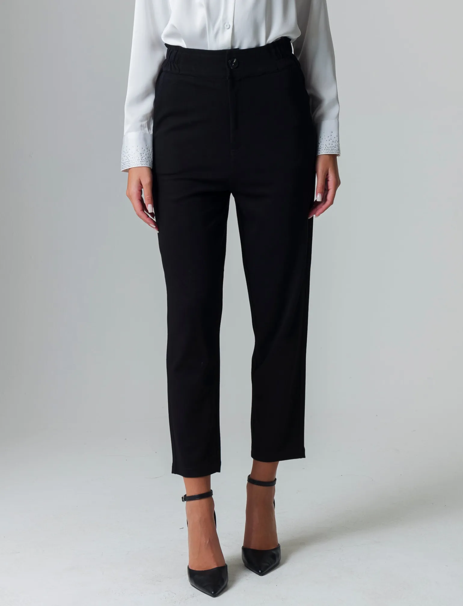 Donna Piazza Italia Donna | Pantaloni<Pantalone alla caviglia a vita alta ed elastico in vita vestibilità slim -