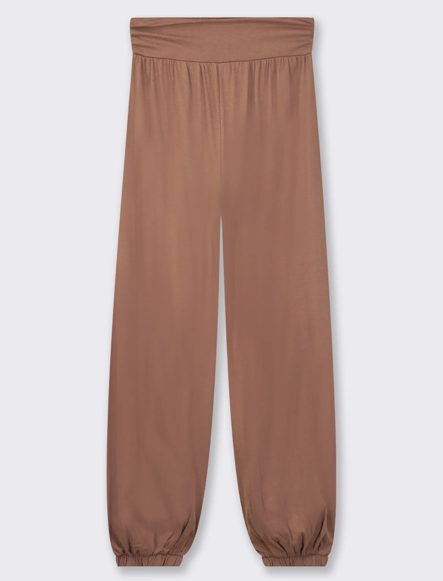 Donna Piazza Italia Donna<Pantalone alla turca in cotone leggero, con bustino arricciato e con ricamo punto smoke sul dietro - Cacao