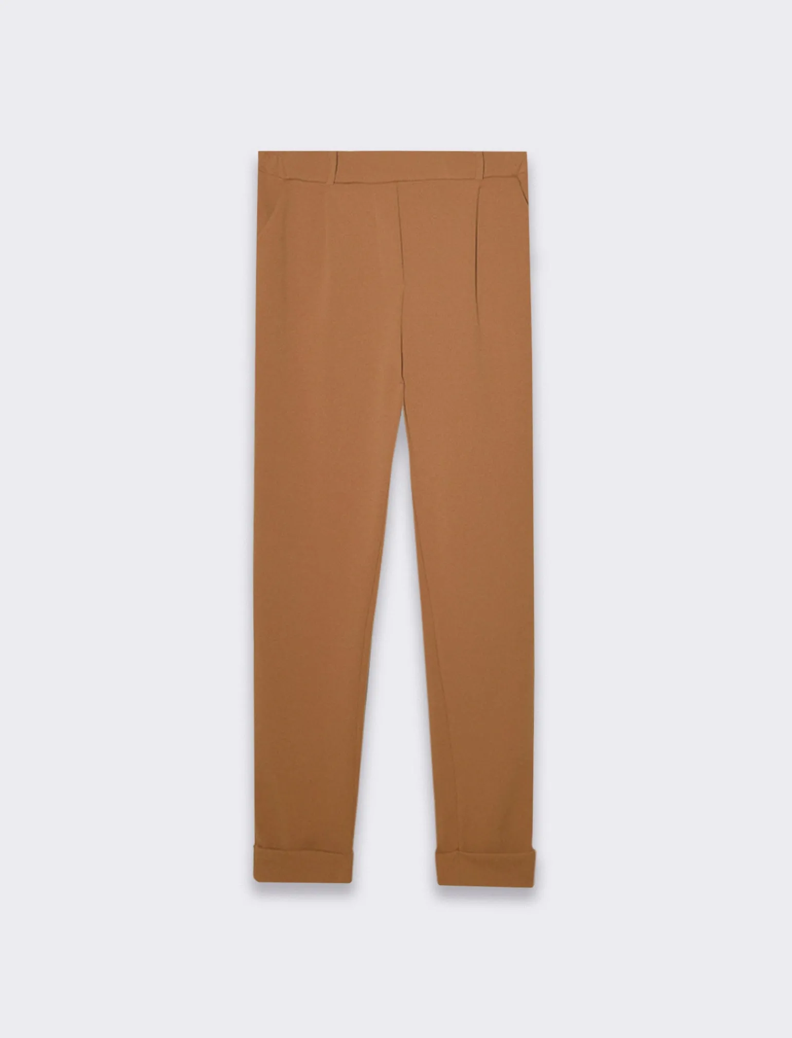 Donna Piazza Italia Donna | Pantaloni<Pantalone basico con elastico in vita e risvolto alle caviglie - Cammello