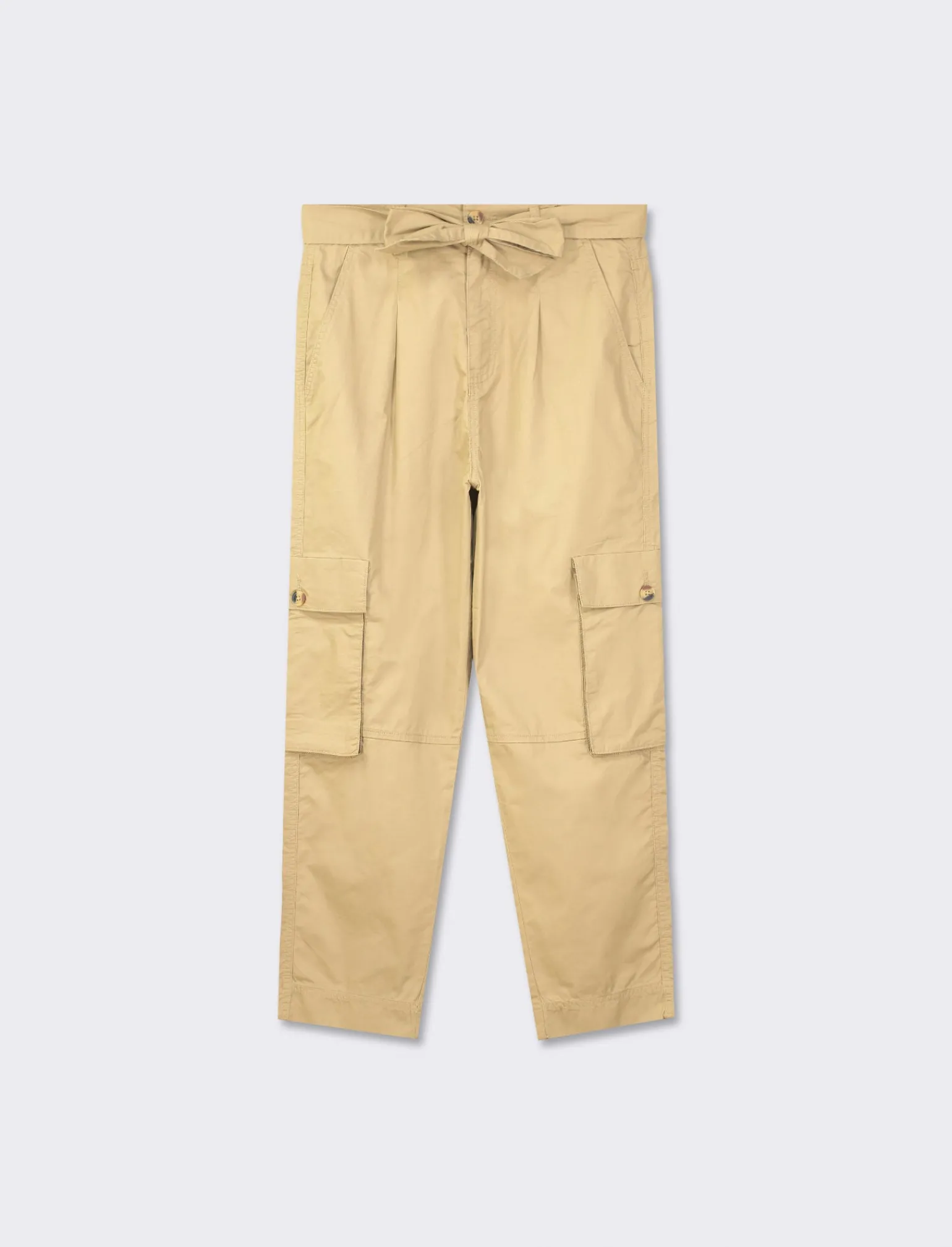 Donna Piazza Italia Pantaloni<Pantalone cargo loose con fusciacca in tessuto fisso - fieno