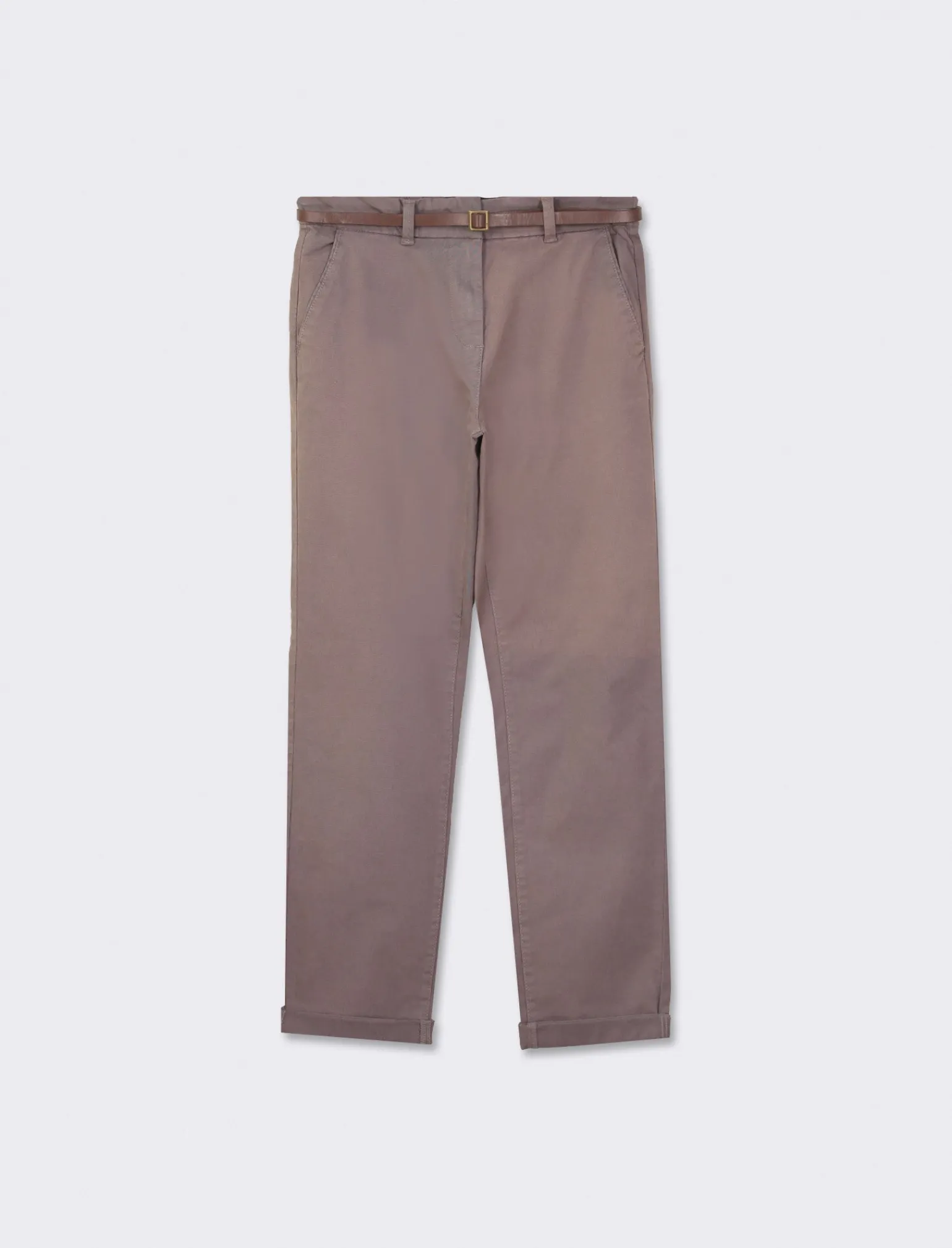 Donna Piazza Italia Donna | Pantaloni<Pantalone chino colorato con cintura e tessuto comfort elasticizzato, vestibilità regular - piombo