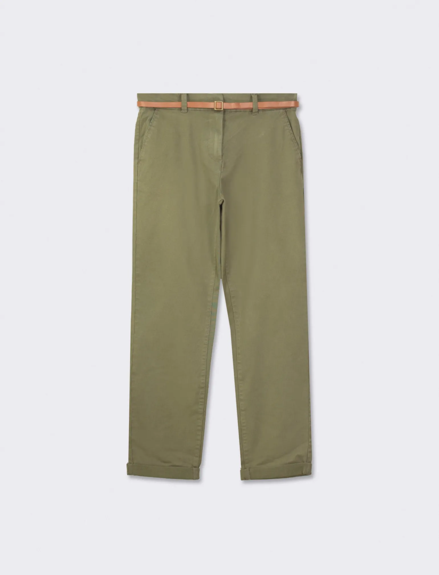 Donna Piazza Italia Donna | Pantaloni<Pantalone chino colorato con cintura e tessuto comfort elasticizzato, vestibilità regular - Ve.milit.