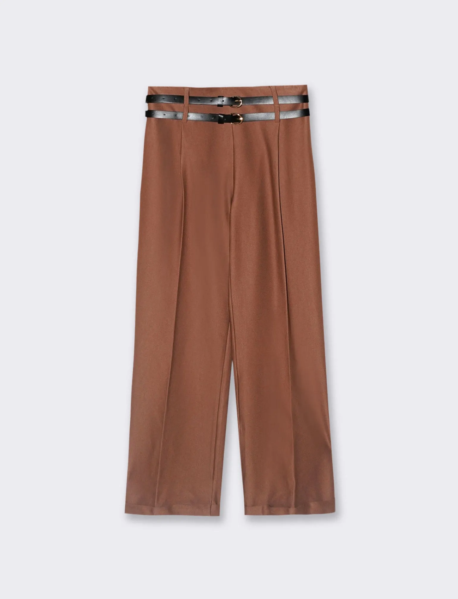 Donna Piazza Italia Pantaloni<Pantalone con doppia cintura a gamba dritta - Cammello