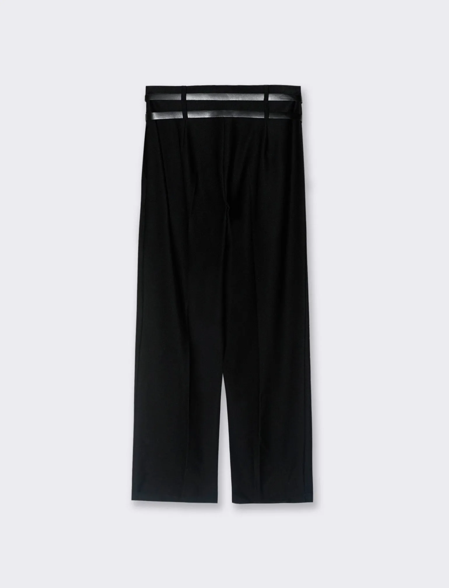 Donna Piazza Italia Pantaloni<Pantalone con doppia cintura a gamba dritta - Nero