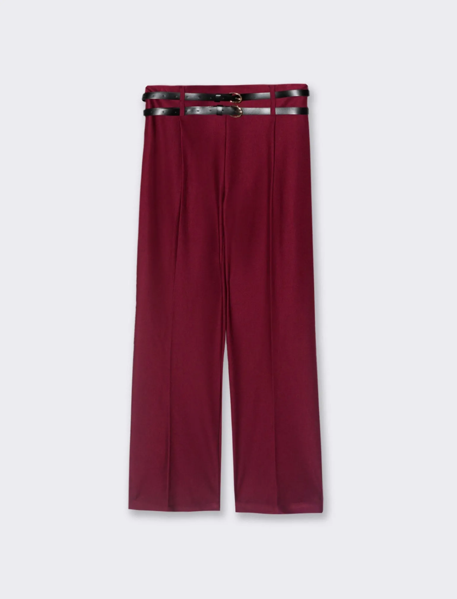 Donna Piazza Italia Pantaloni<Pantalone con doppia cintura a gamba dritta - Vinaccia