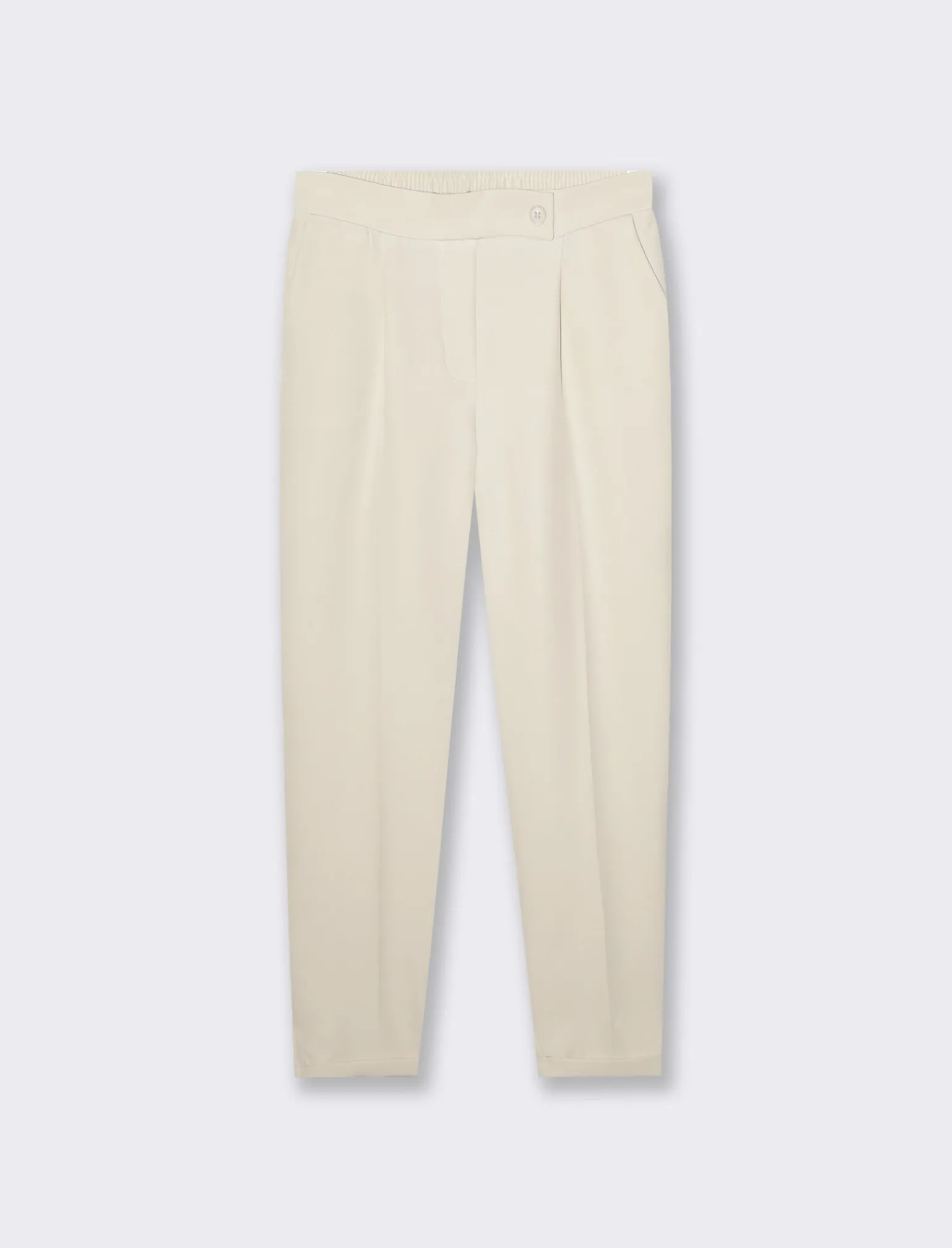 Donna Piazza Italia Donna | Pantaloni<Pantalone con elastico in vita sul retro con risvolto sulla caviglia - gesso