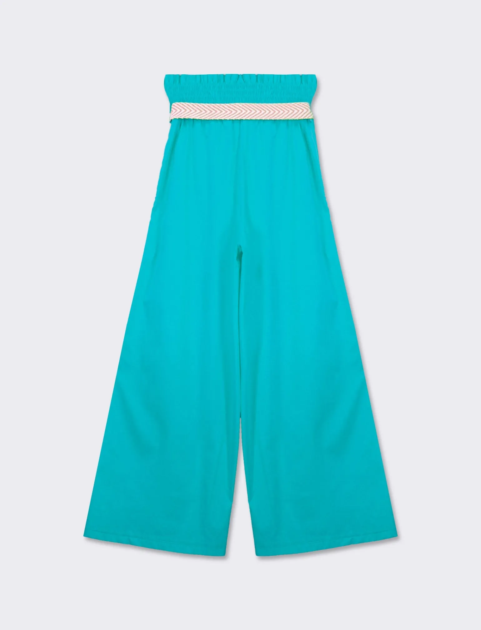 Donna Piazza Italia Donna<Pantalone cotone con elastico in vita e cinura - acqua