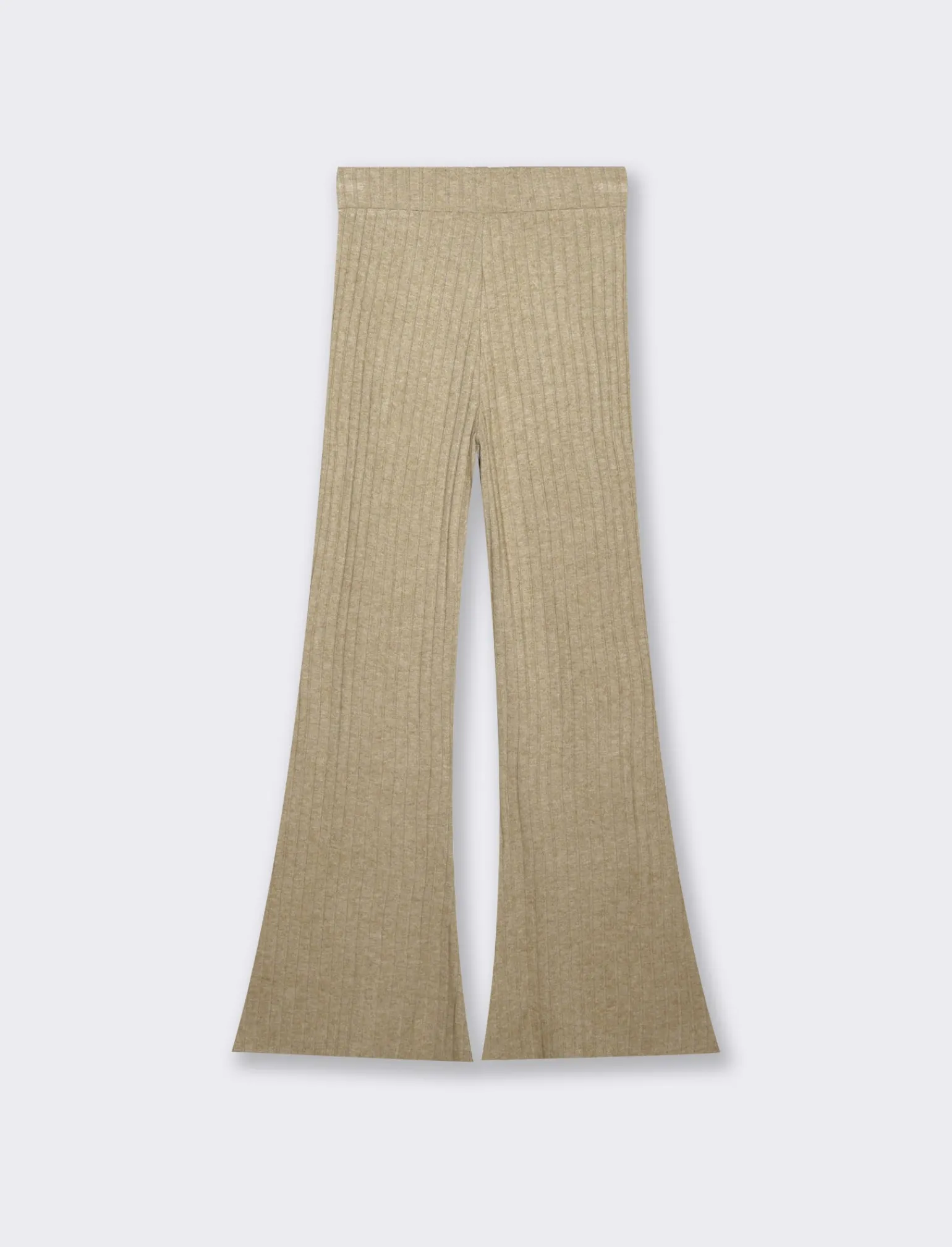 Donna Piazza Italia Pantaloni<Pantalone flare con elastico in vita e lavorazione a coste larghe - Cammello